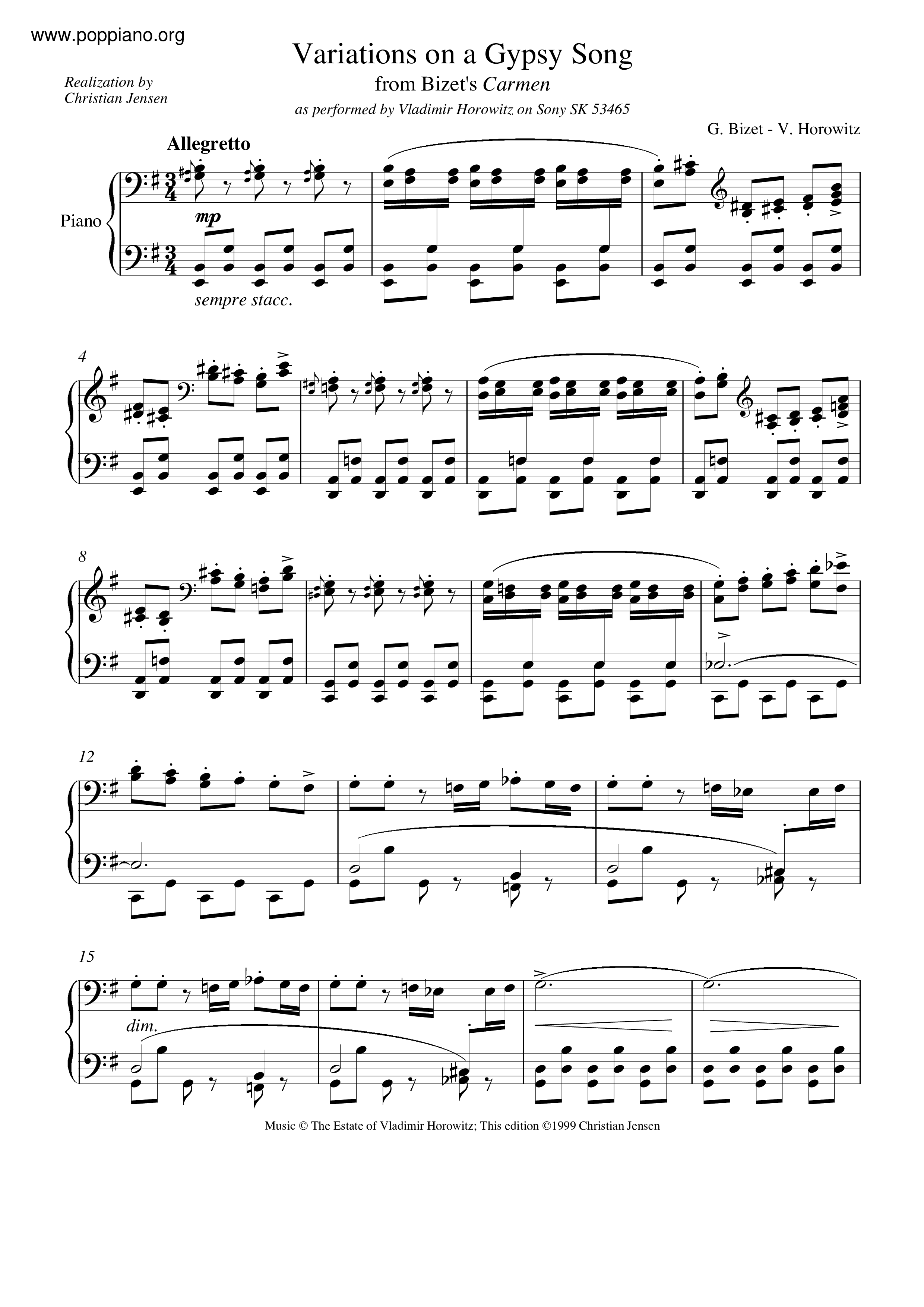 Variations On A Theme From Bizet's "Carmen"琴谱