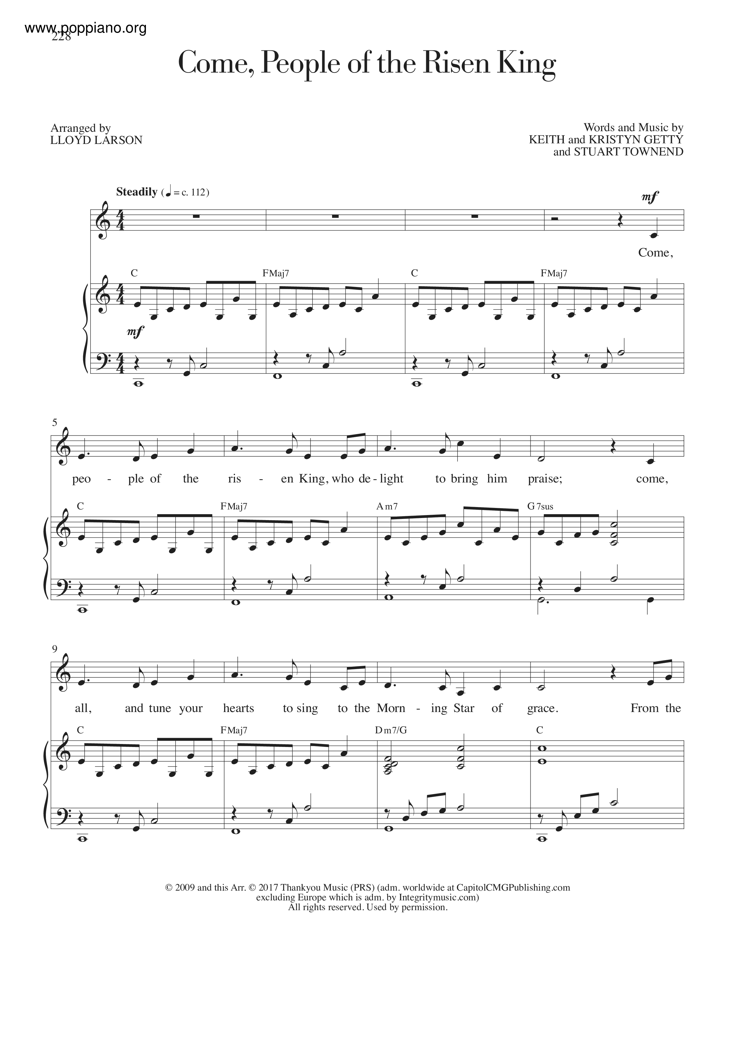 Come, People Of The Risen King Score