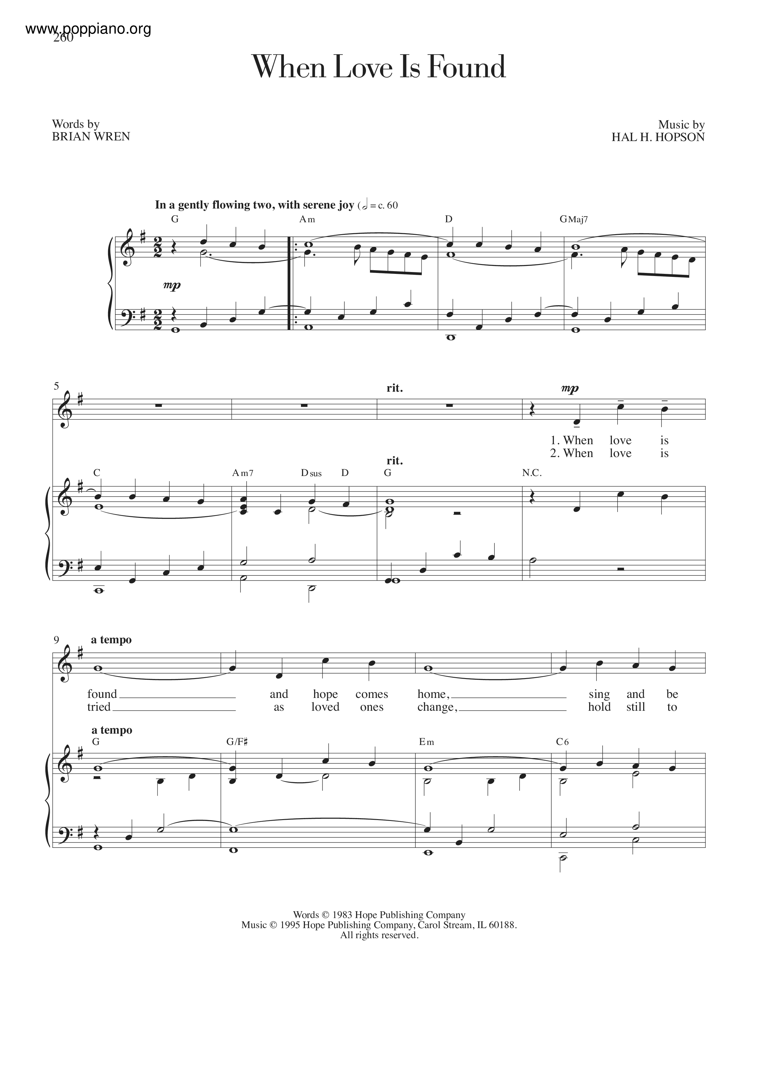 When Love Is Found Score