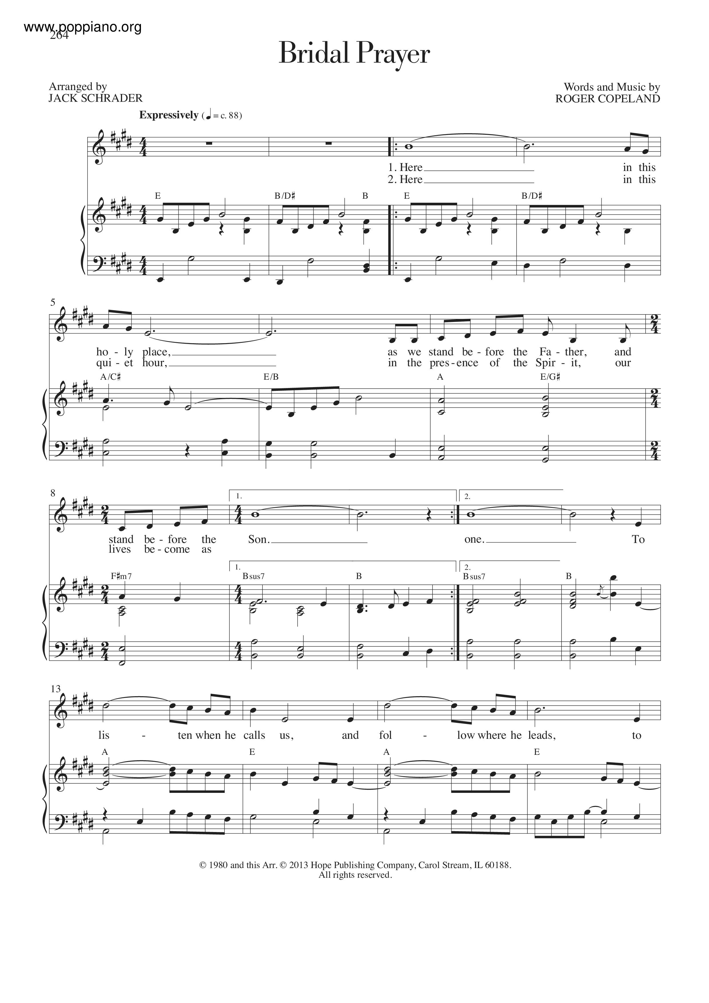 Bridal Prayer Score