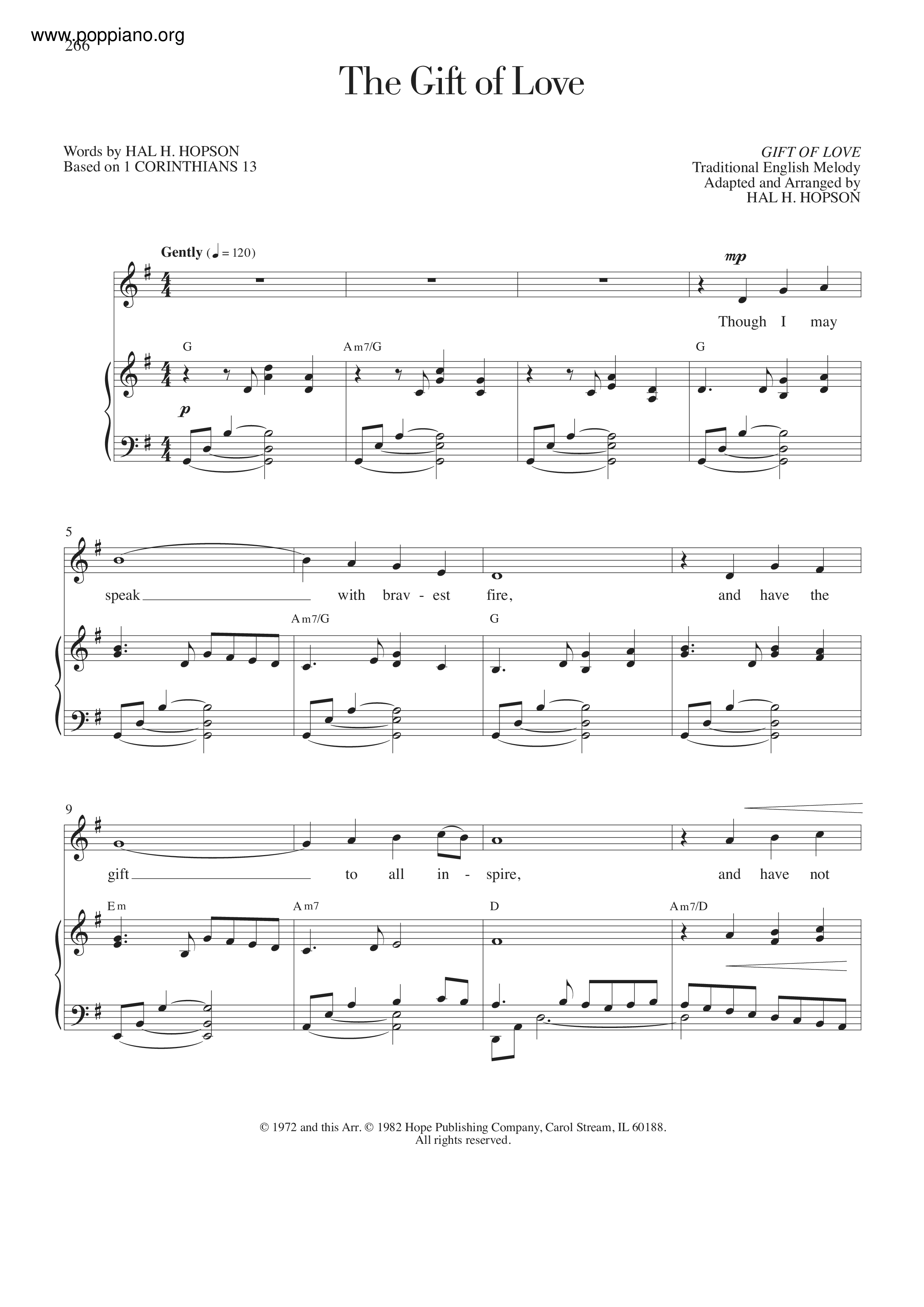 SpiritualThe Gift Of Love Sheet Music pdf, Free Score Download ★