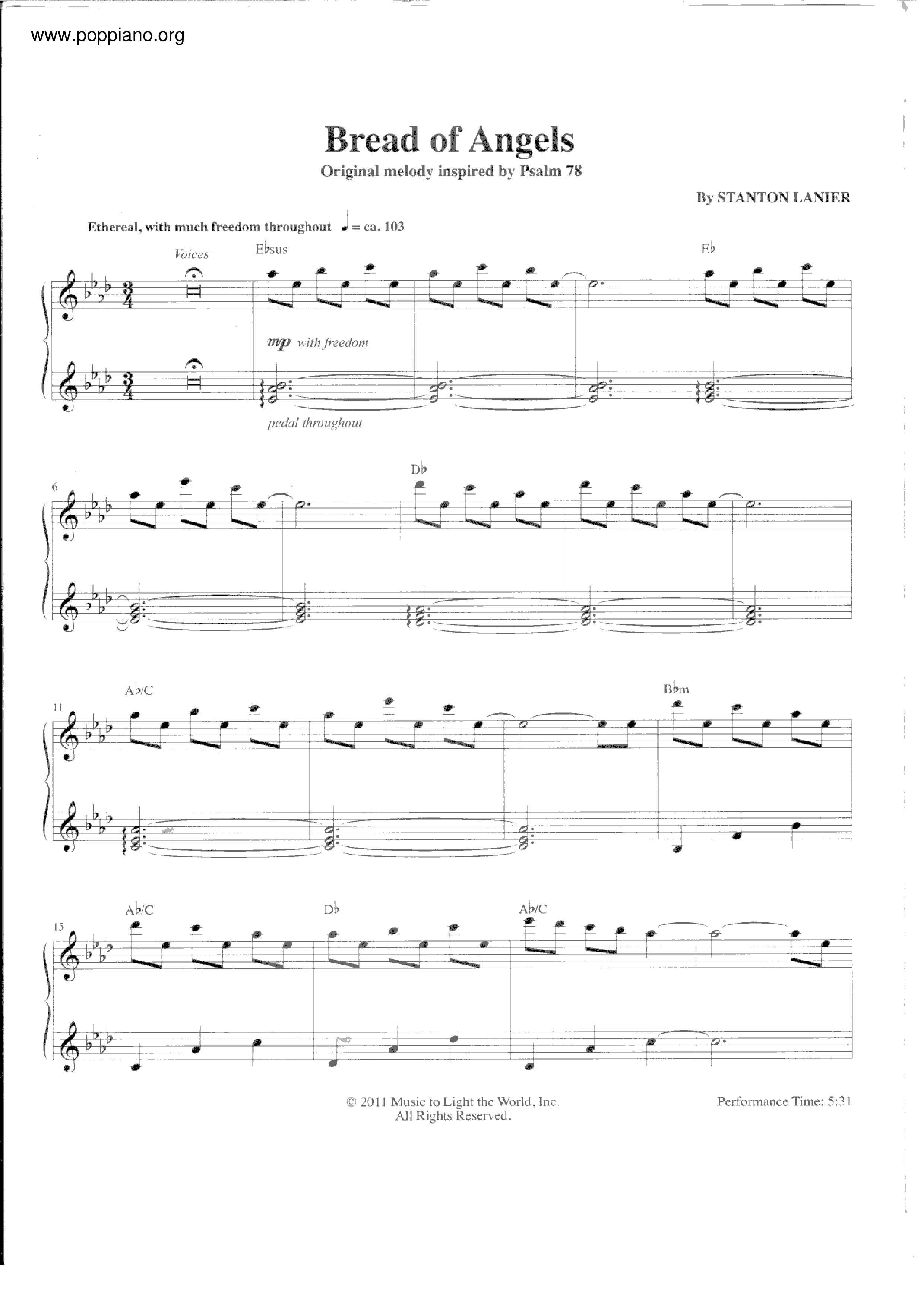 Bread Of Angels Score