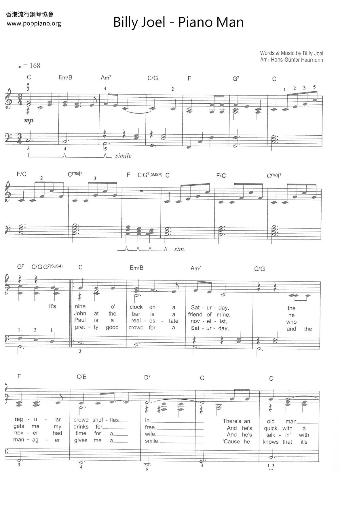 Piano Man Score