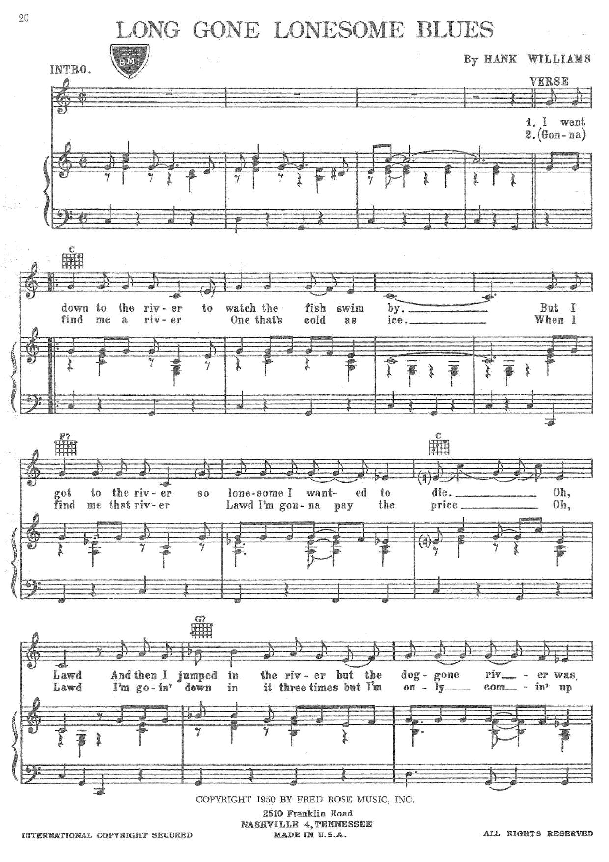 Long Gone Lonesome Blues琴譜