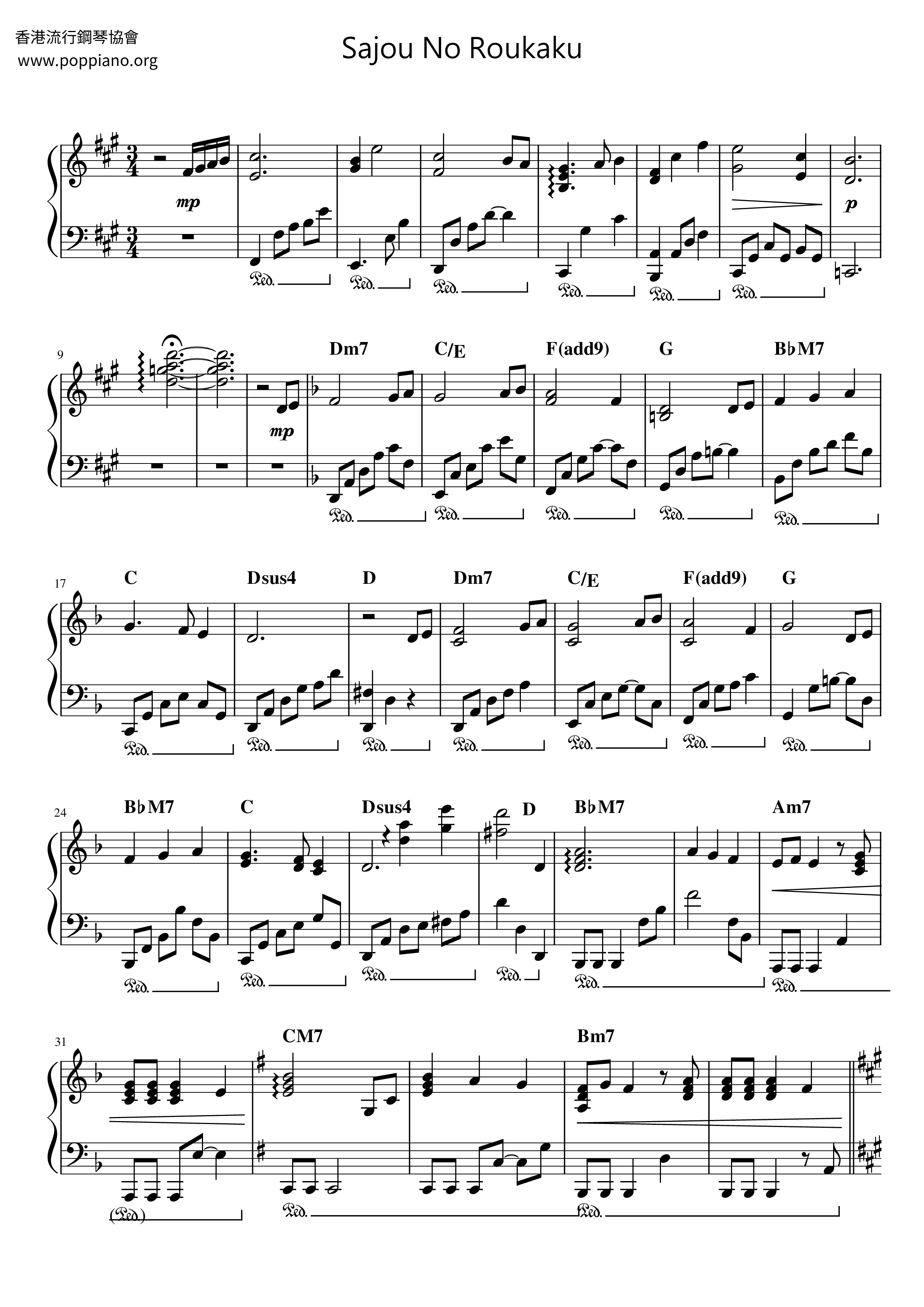 Sajou No Roukaku Score