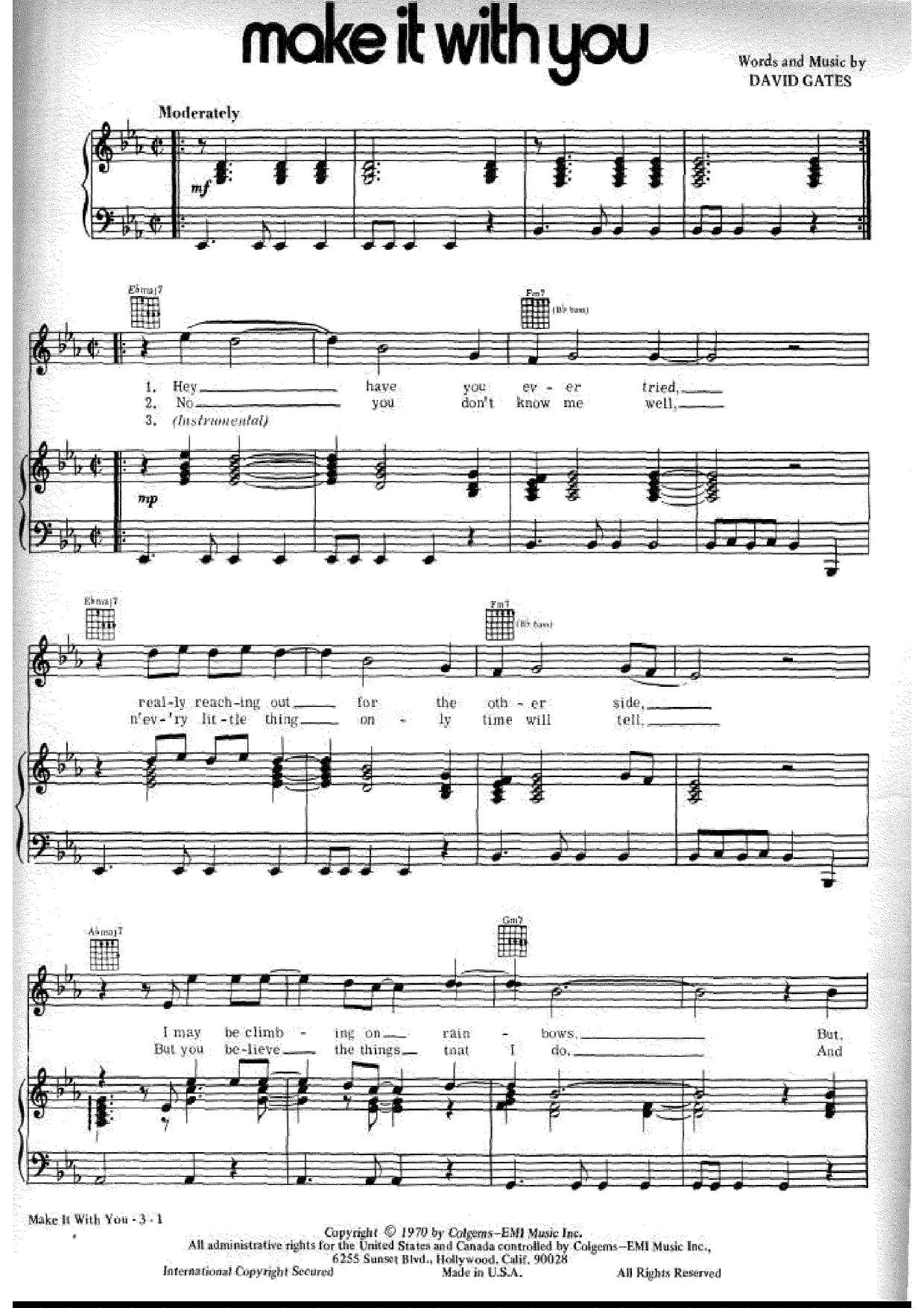 Make It With You Score