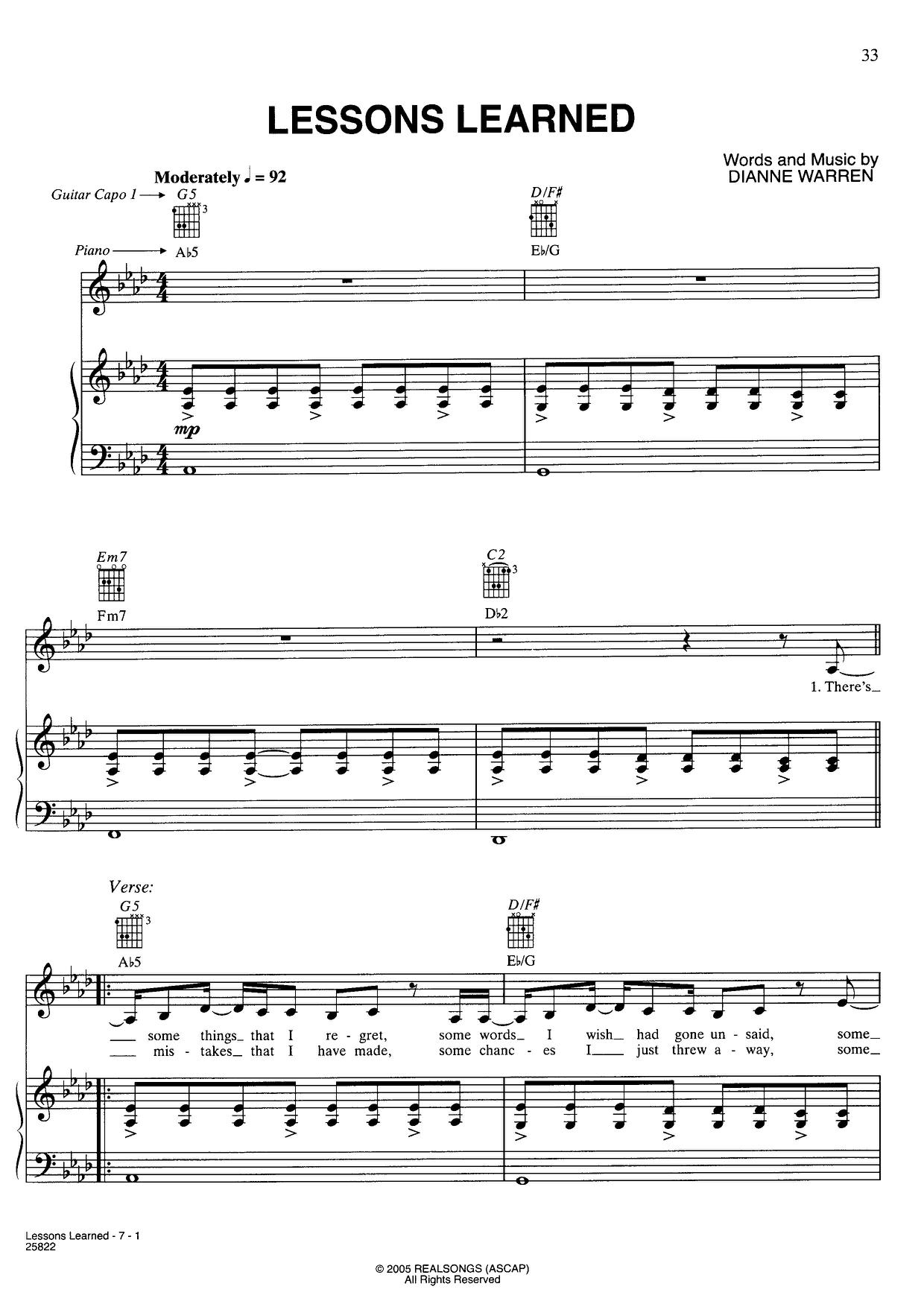 Lessons Learned琴譜