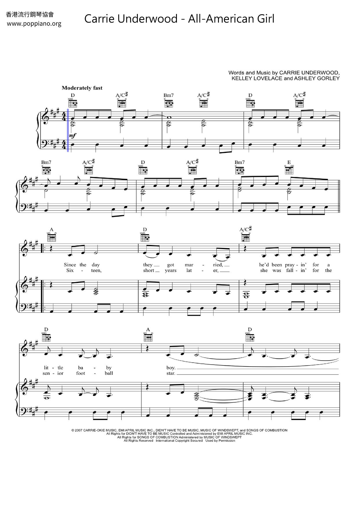 All-American Girl琴譜