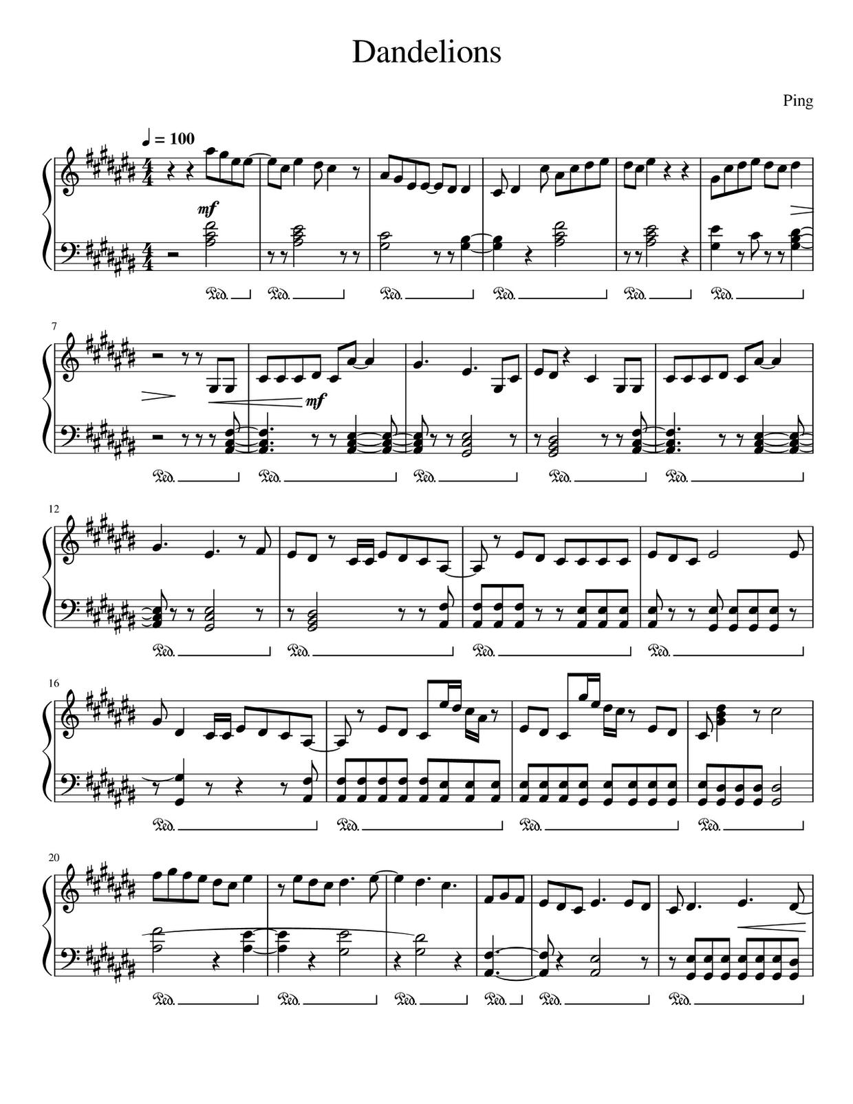 Dandelions琴谱