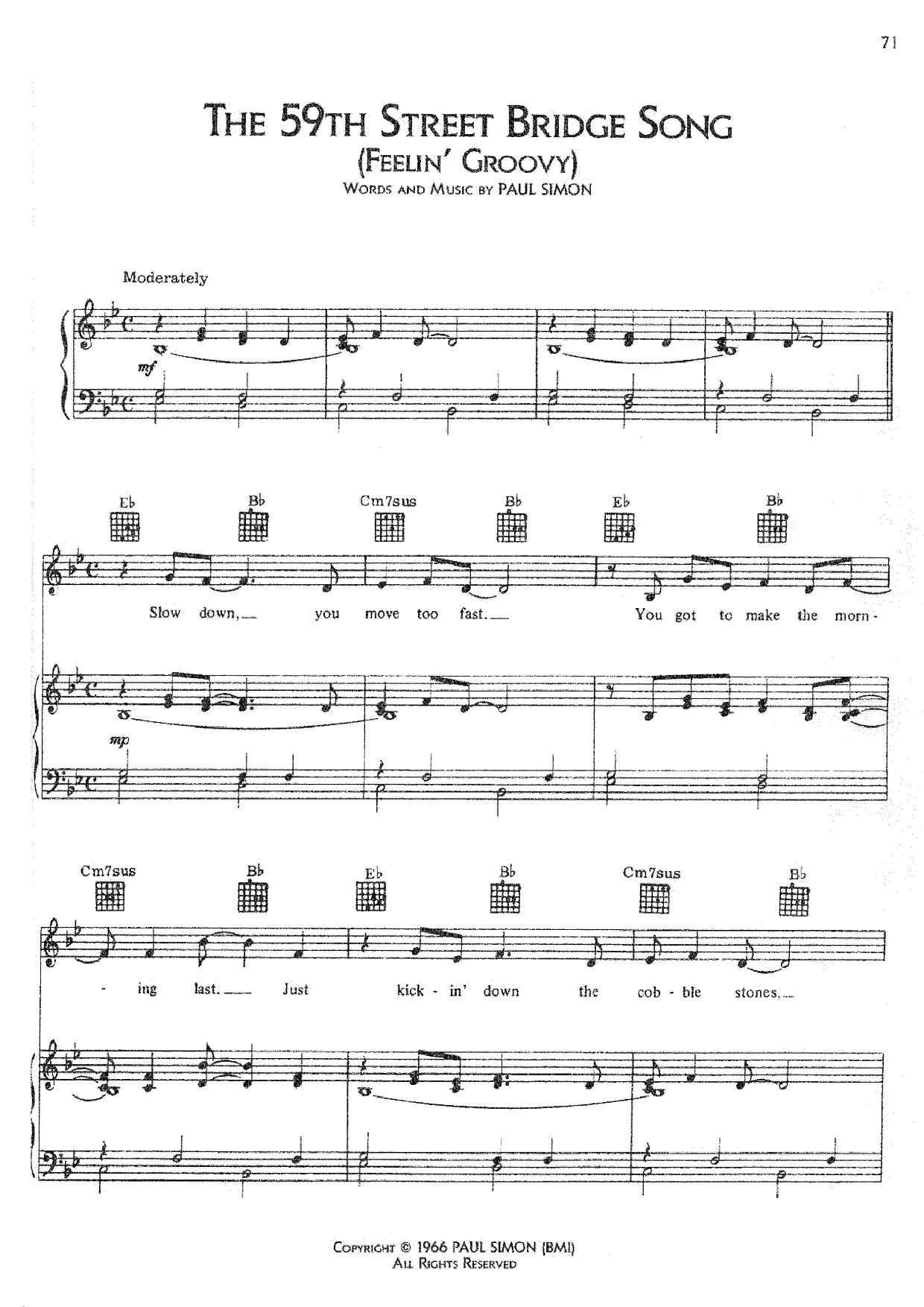 The 59th Street Bridge Song Score