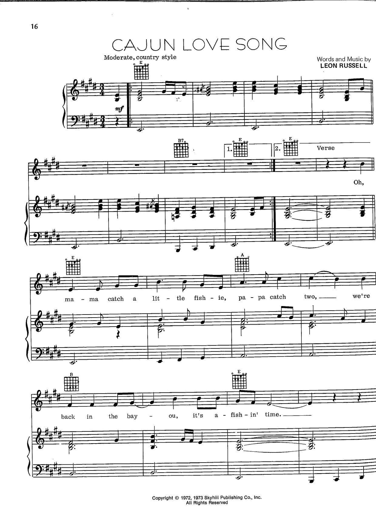 Cajun Love Song Score