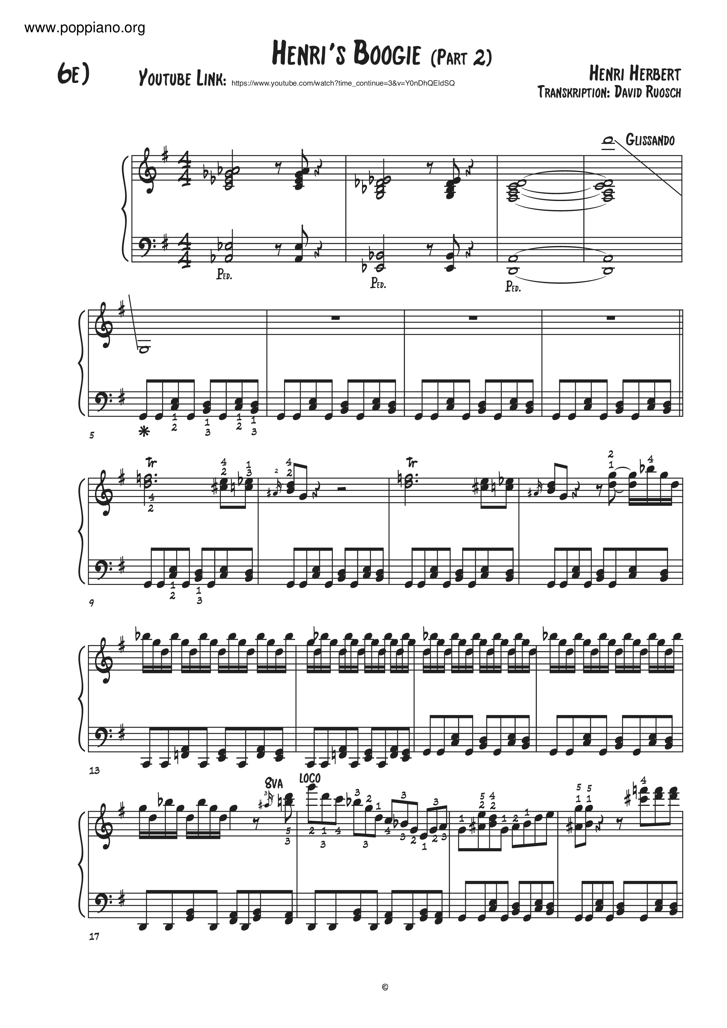 Henri's Boogie Score