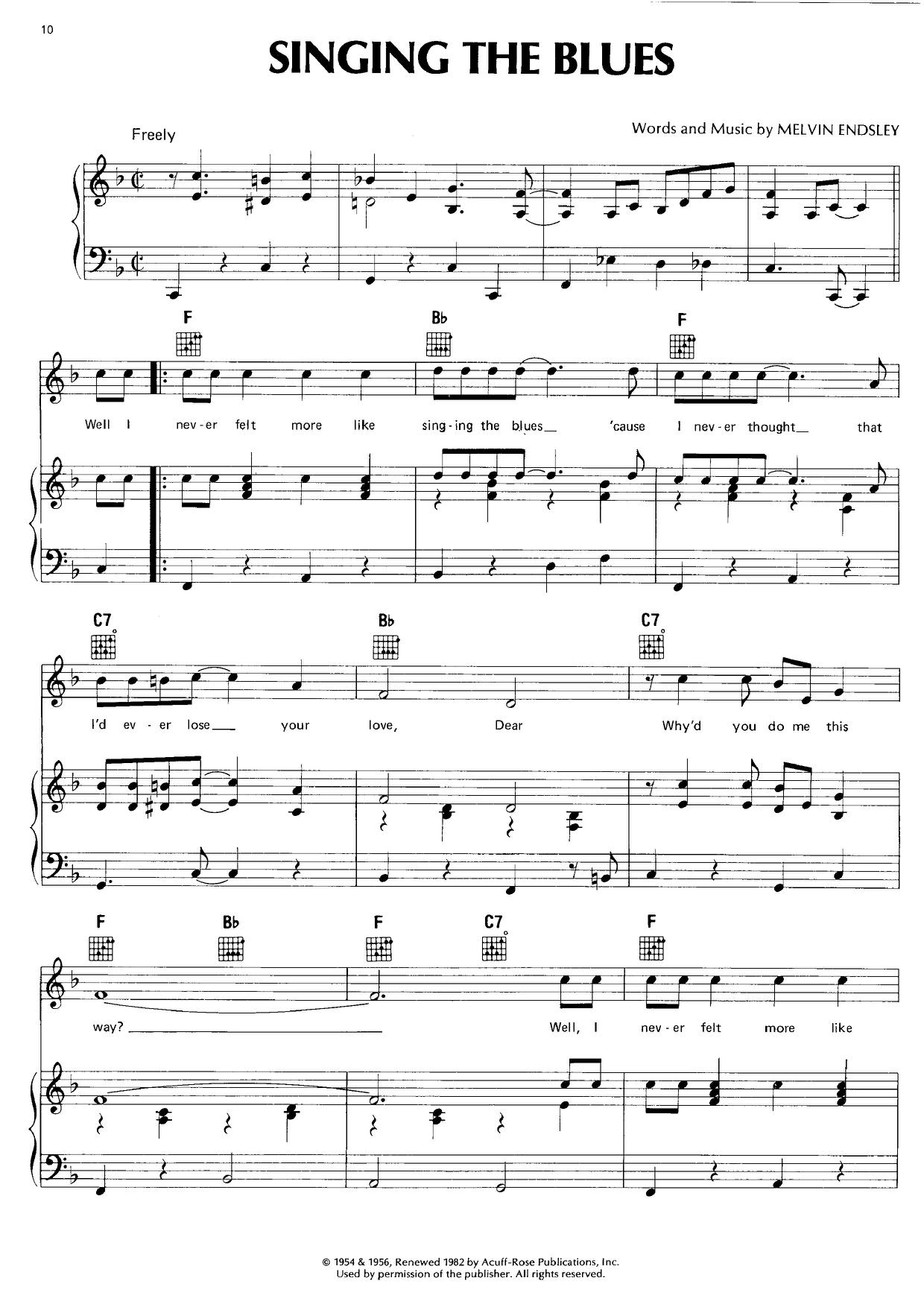 Singing The Blues Score