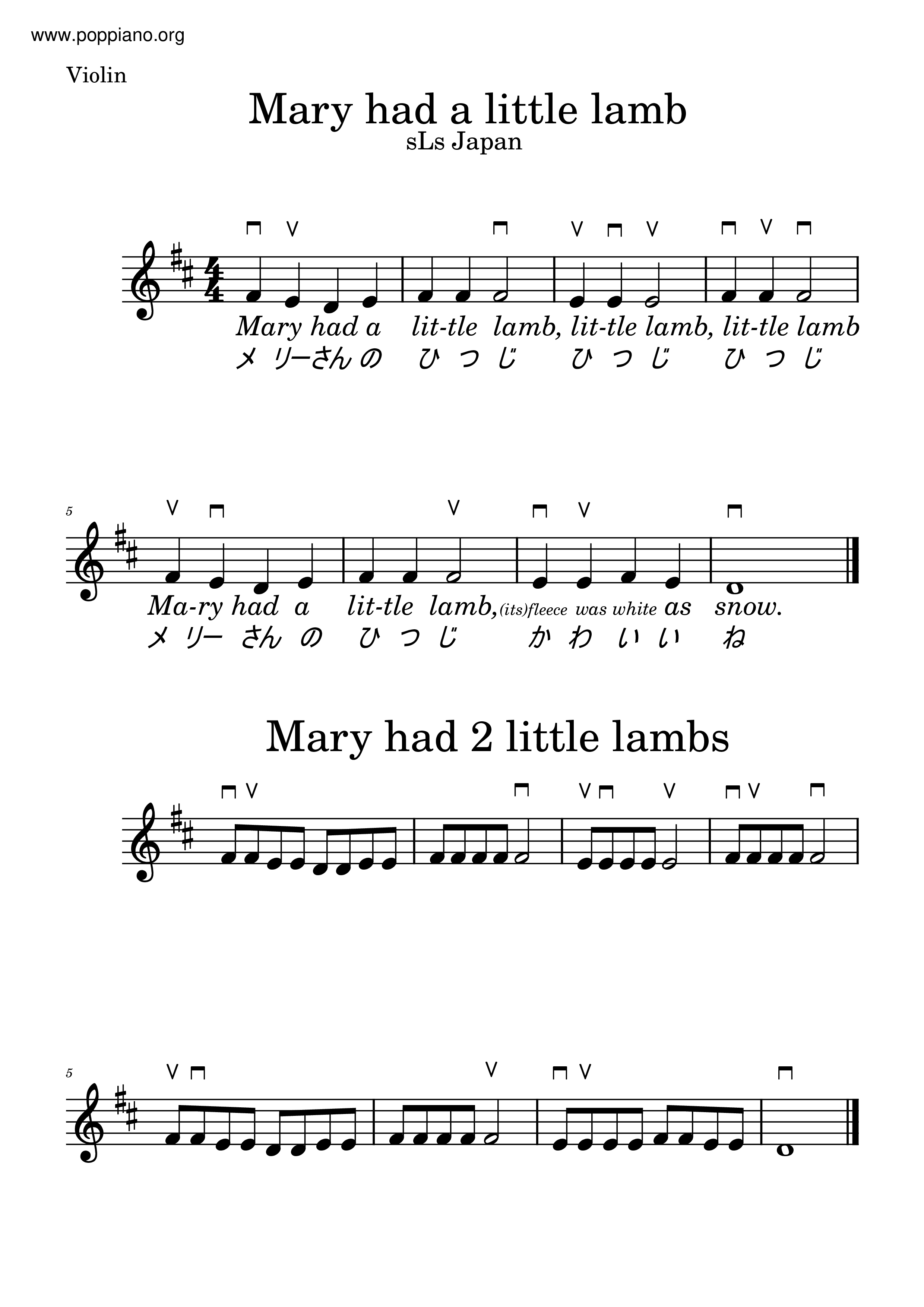 Mary Had A Little Lamb Score