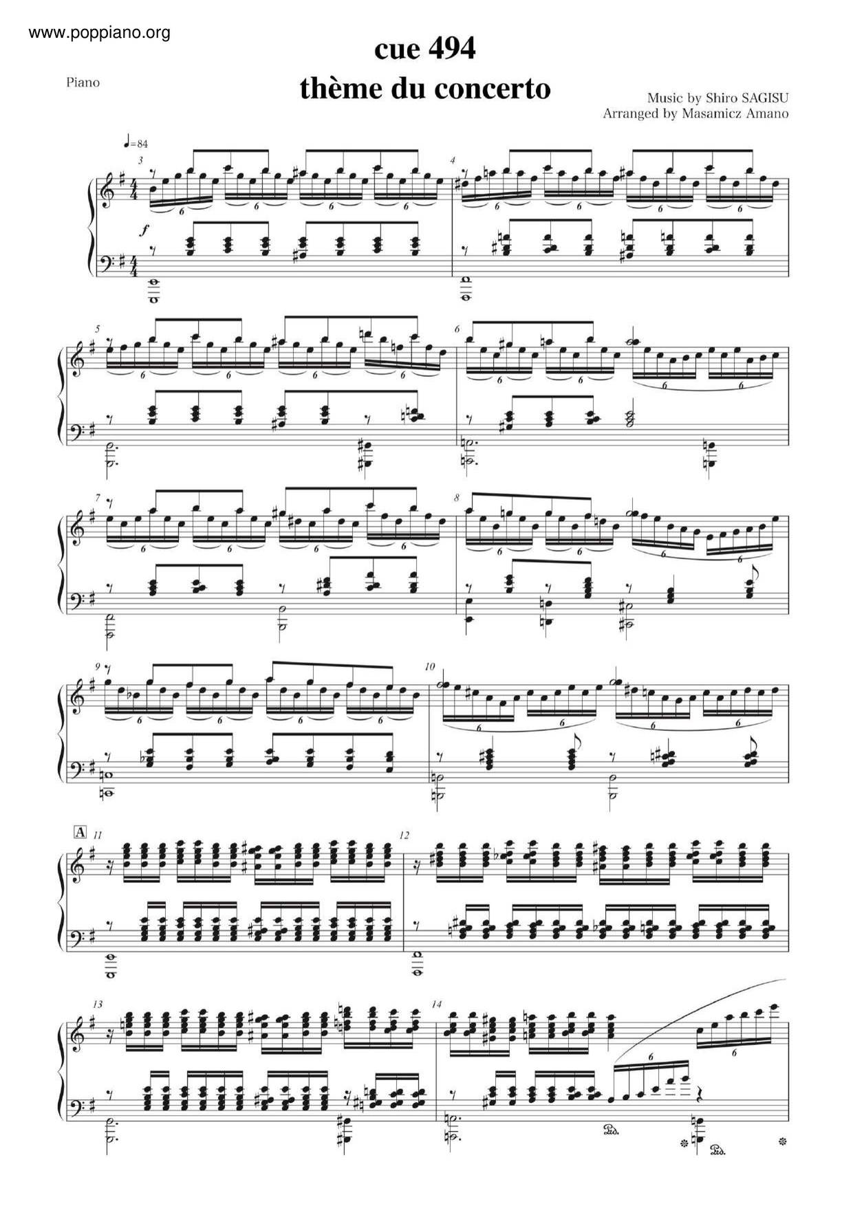Theme Du Concerto 494 Score