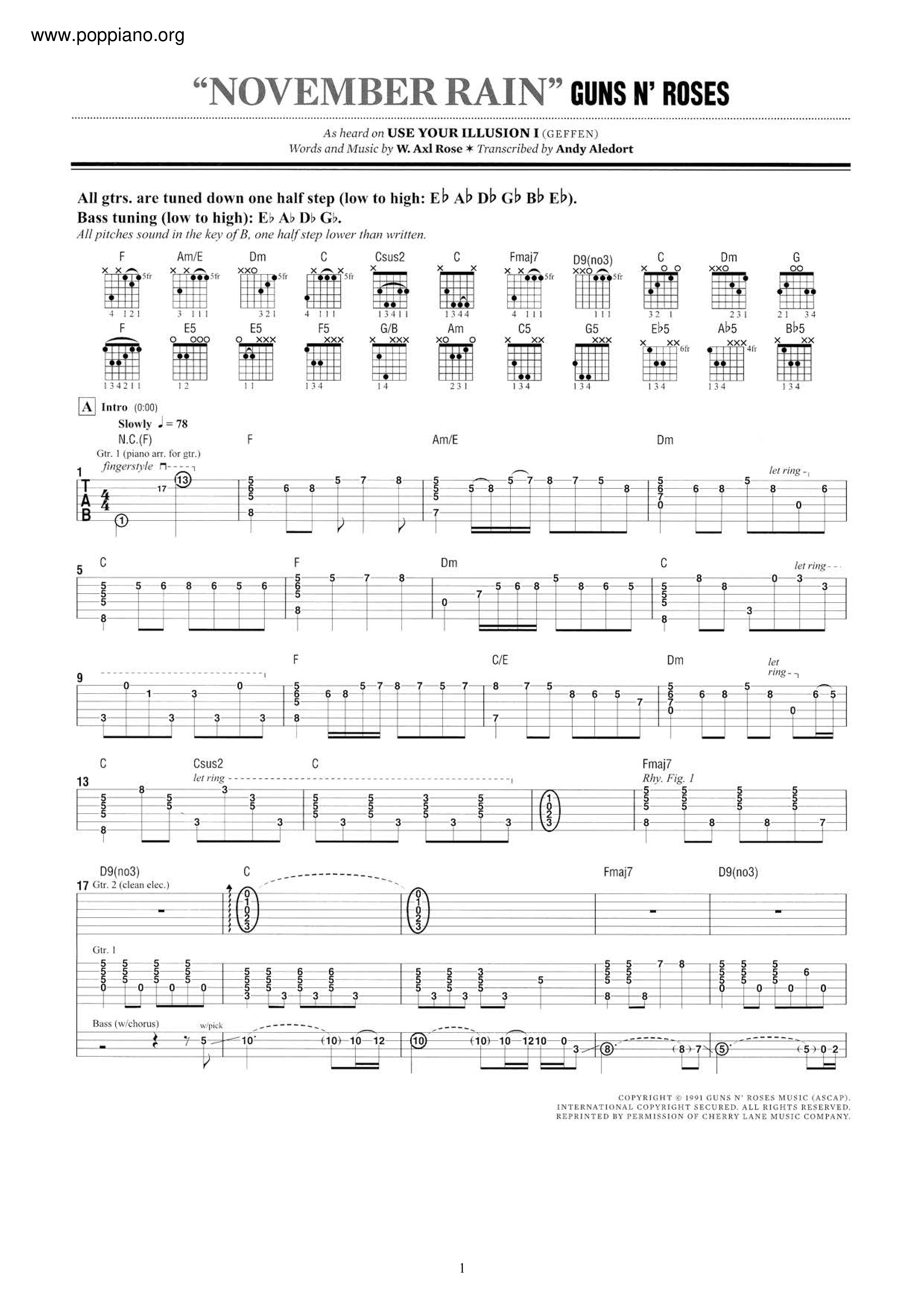 November Rain Score
