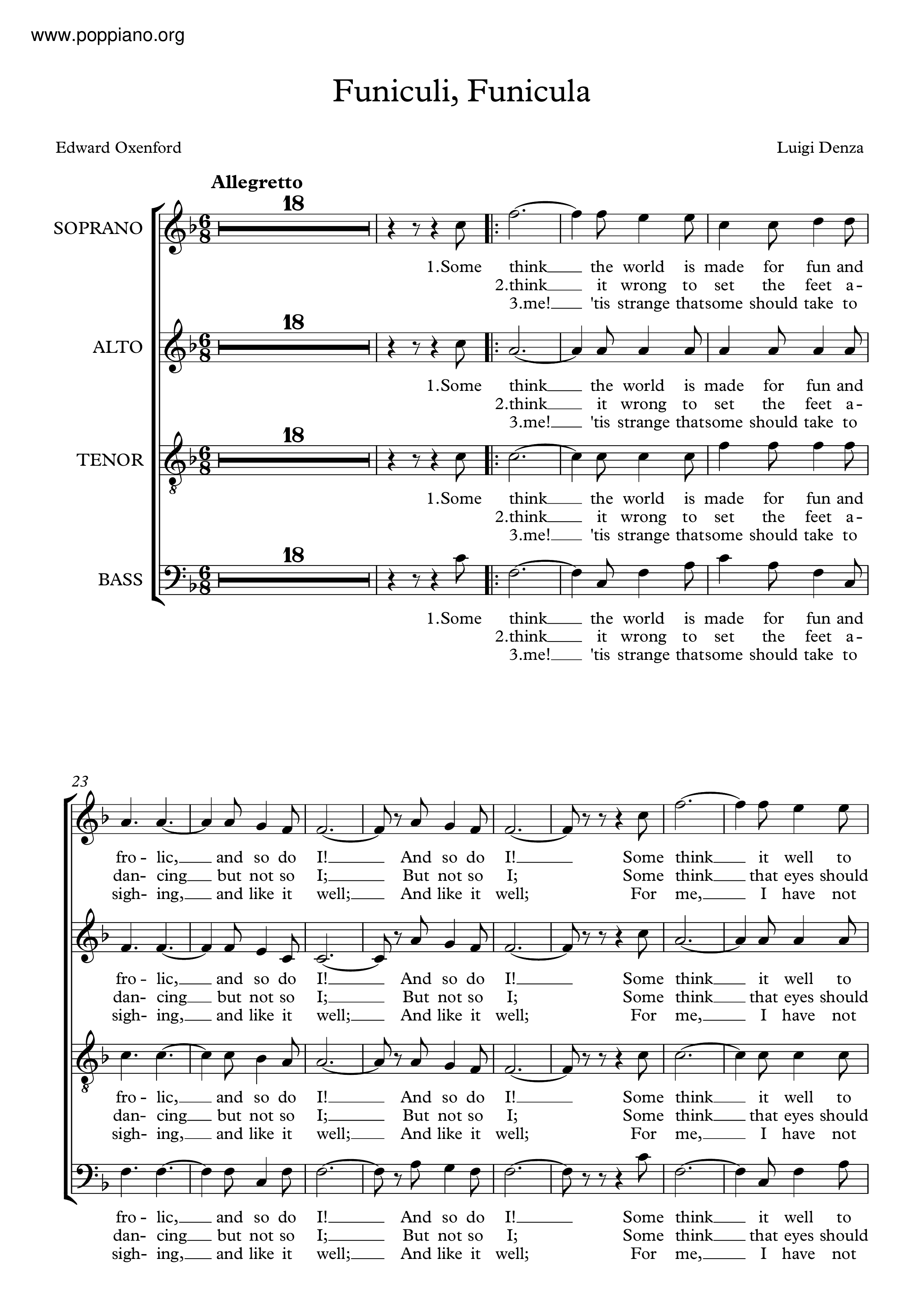 Funiculi Funicula Score