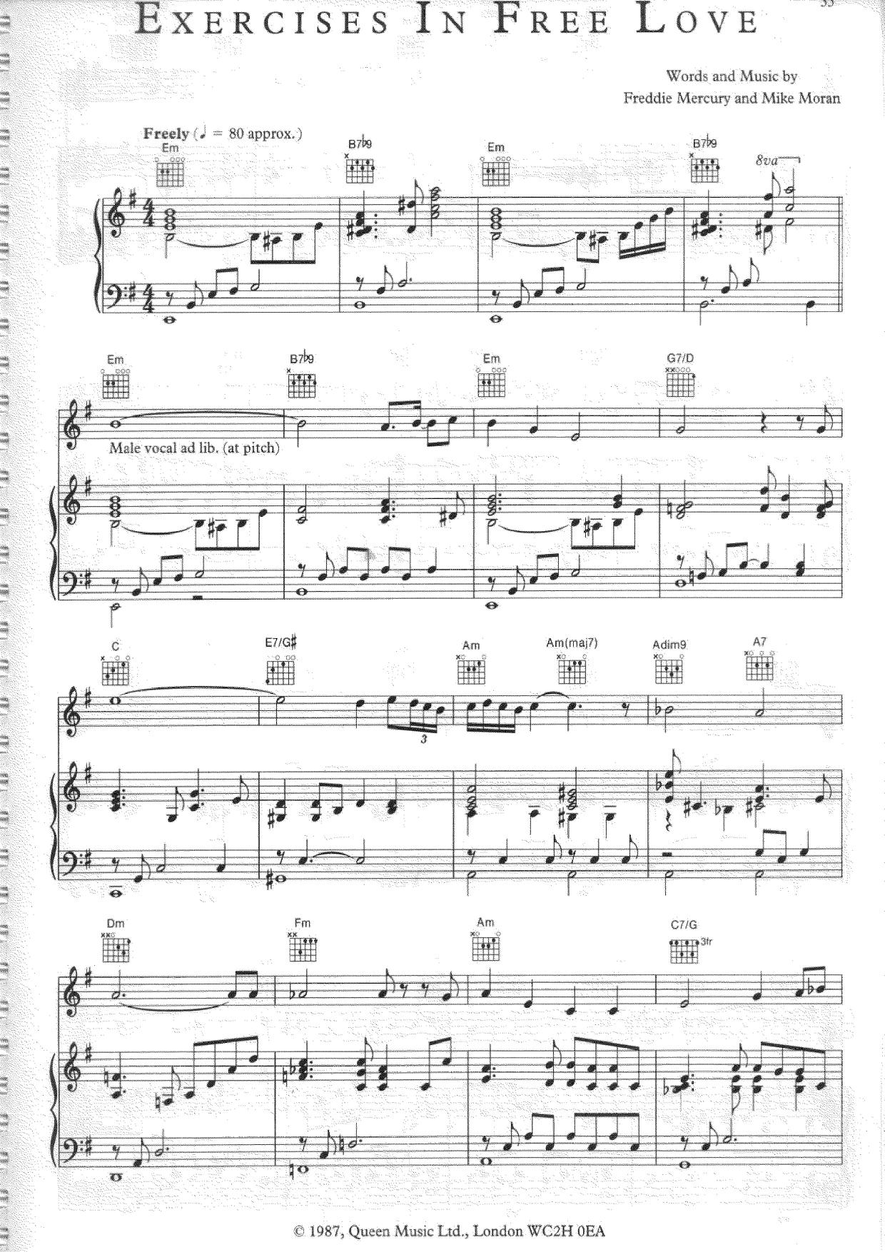 Exercises In Free Love Score