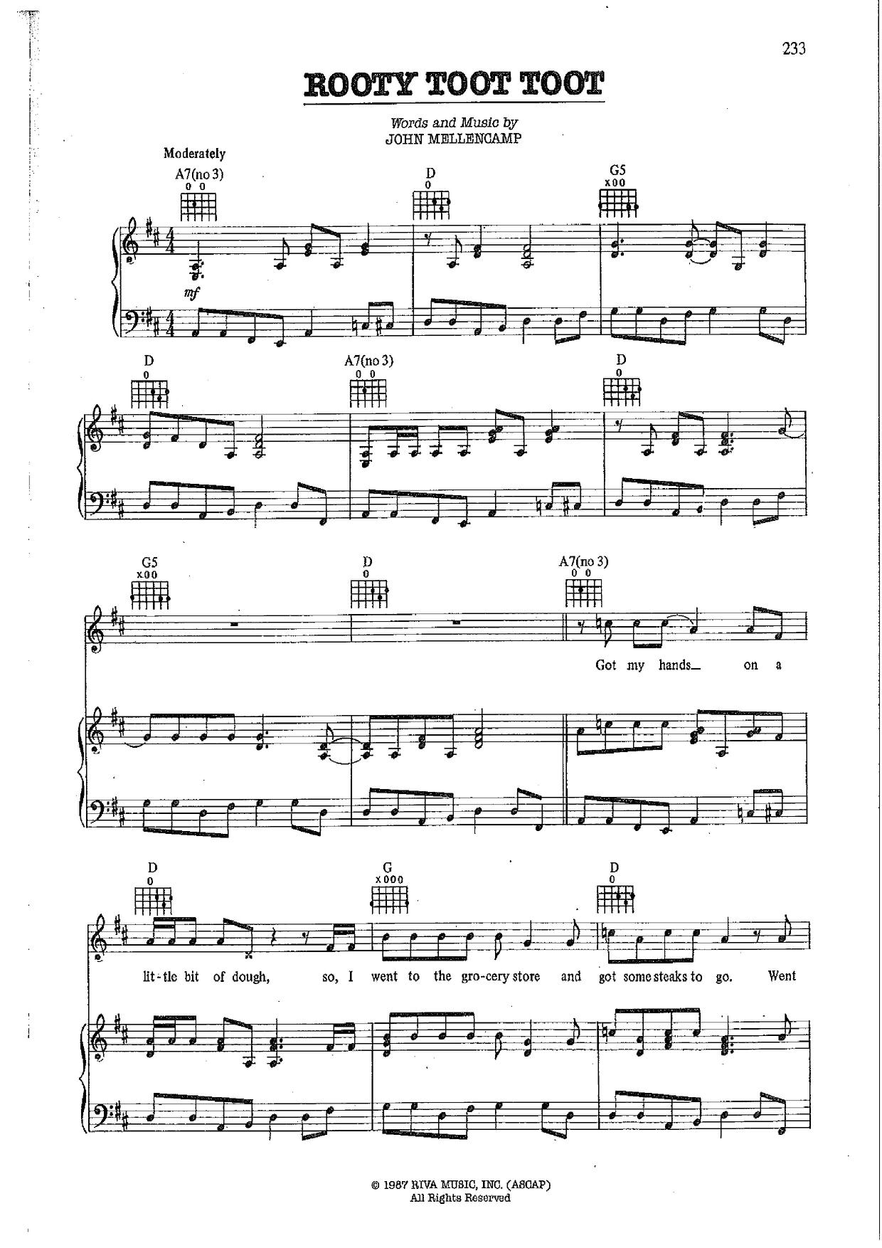 Rooty Toot Toot Score