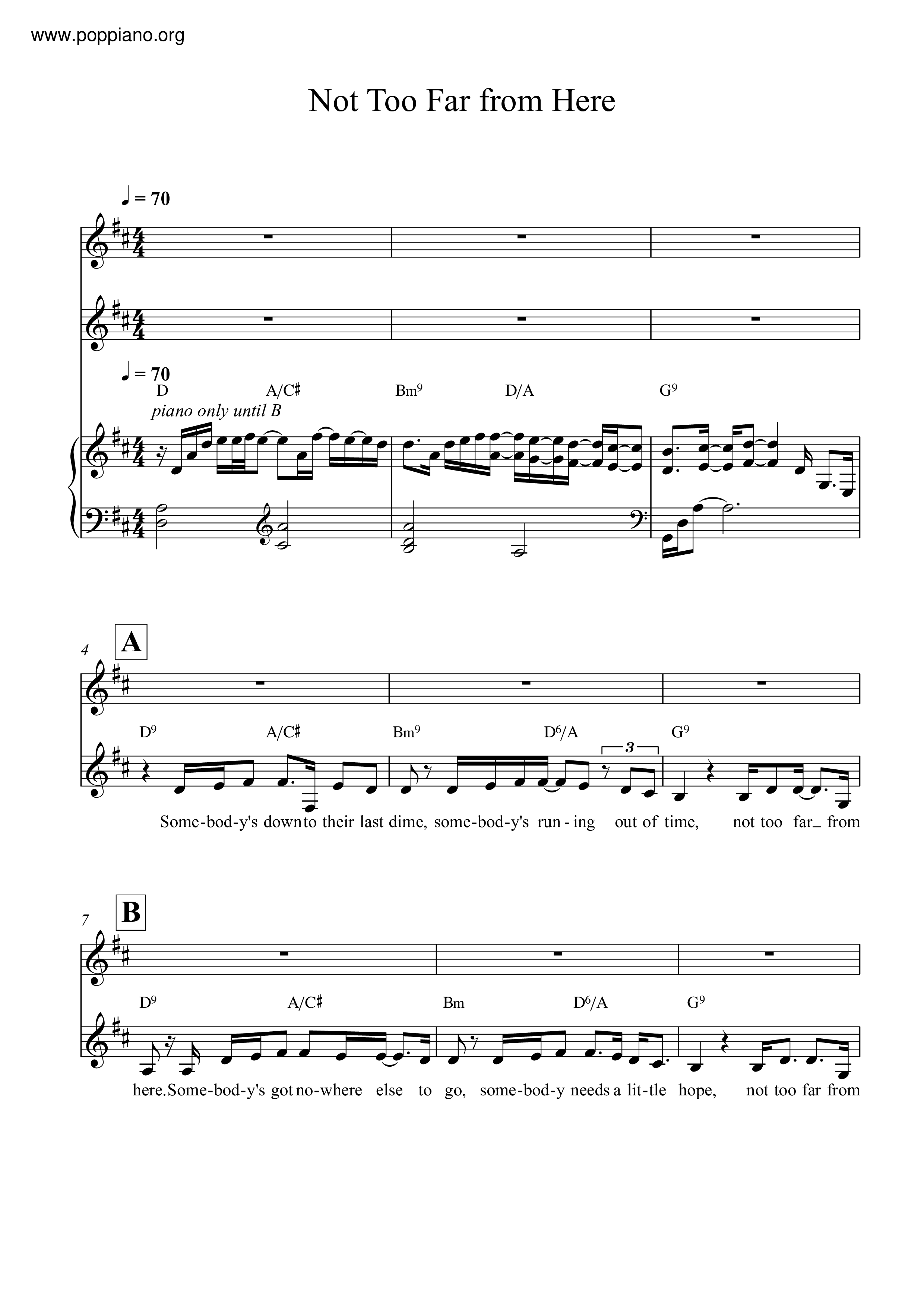 Not Too Far From Here Score