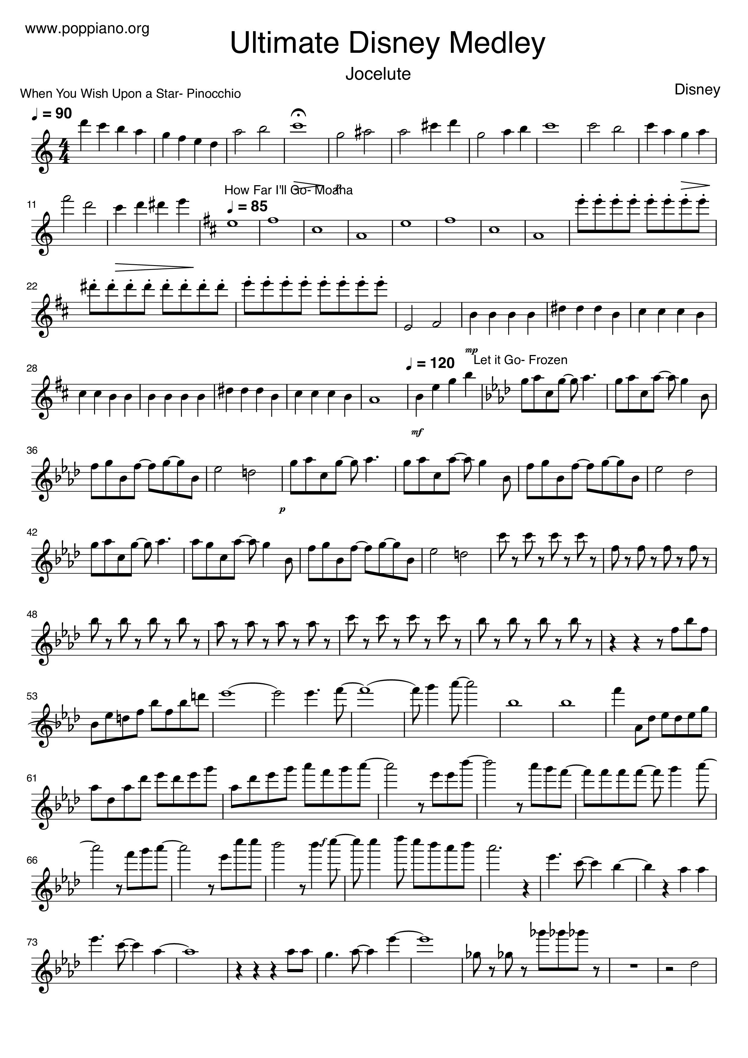 Disney Medley琴谱