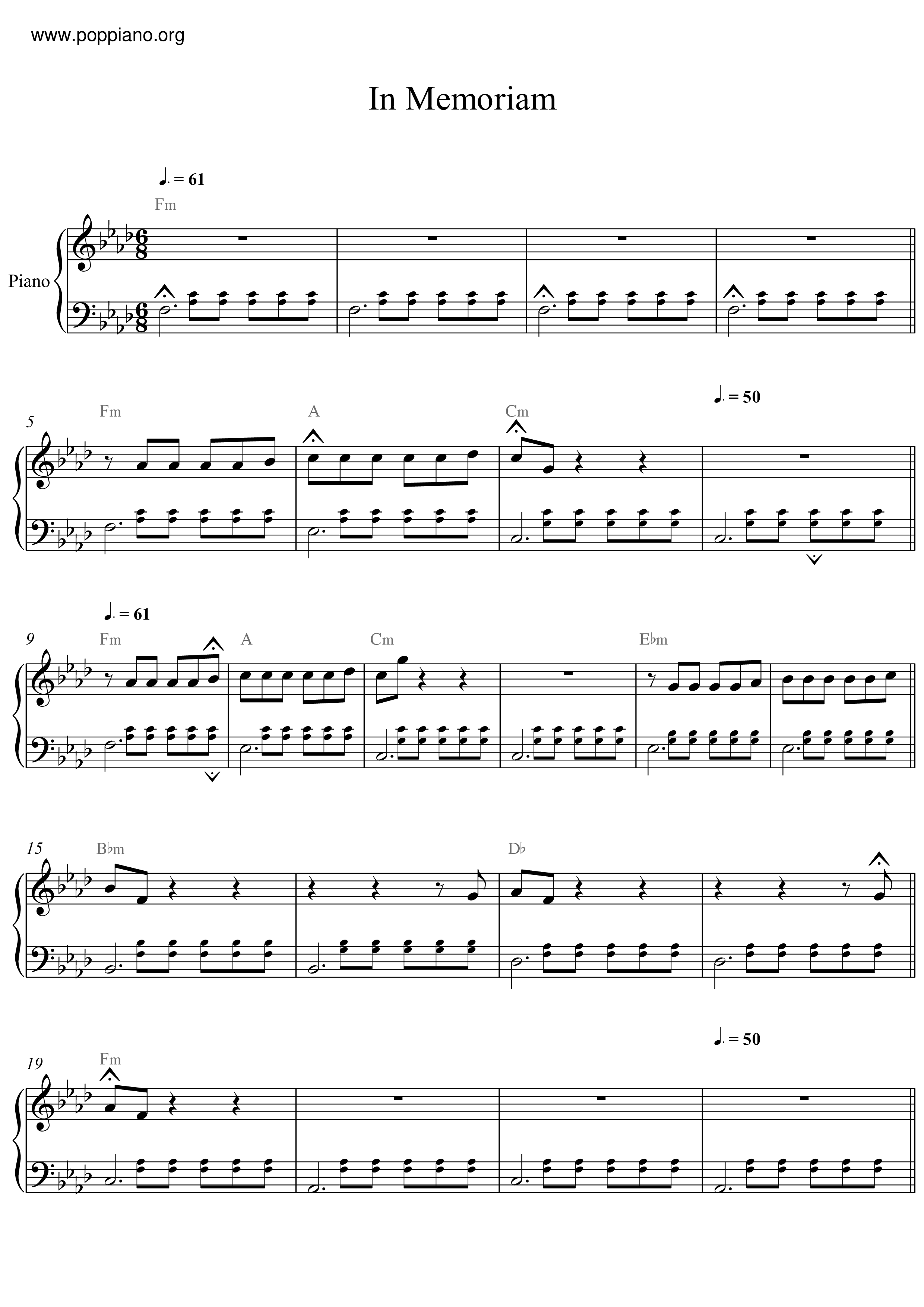 In Memoriam Score
