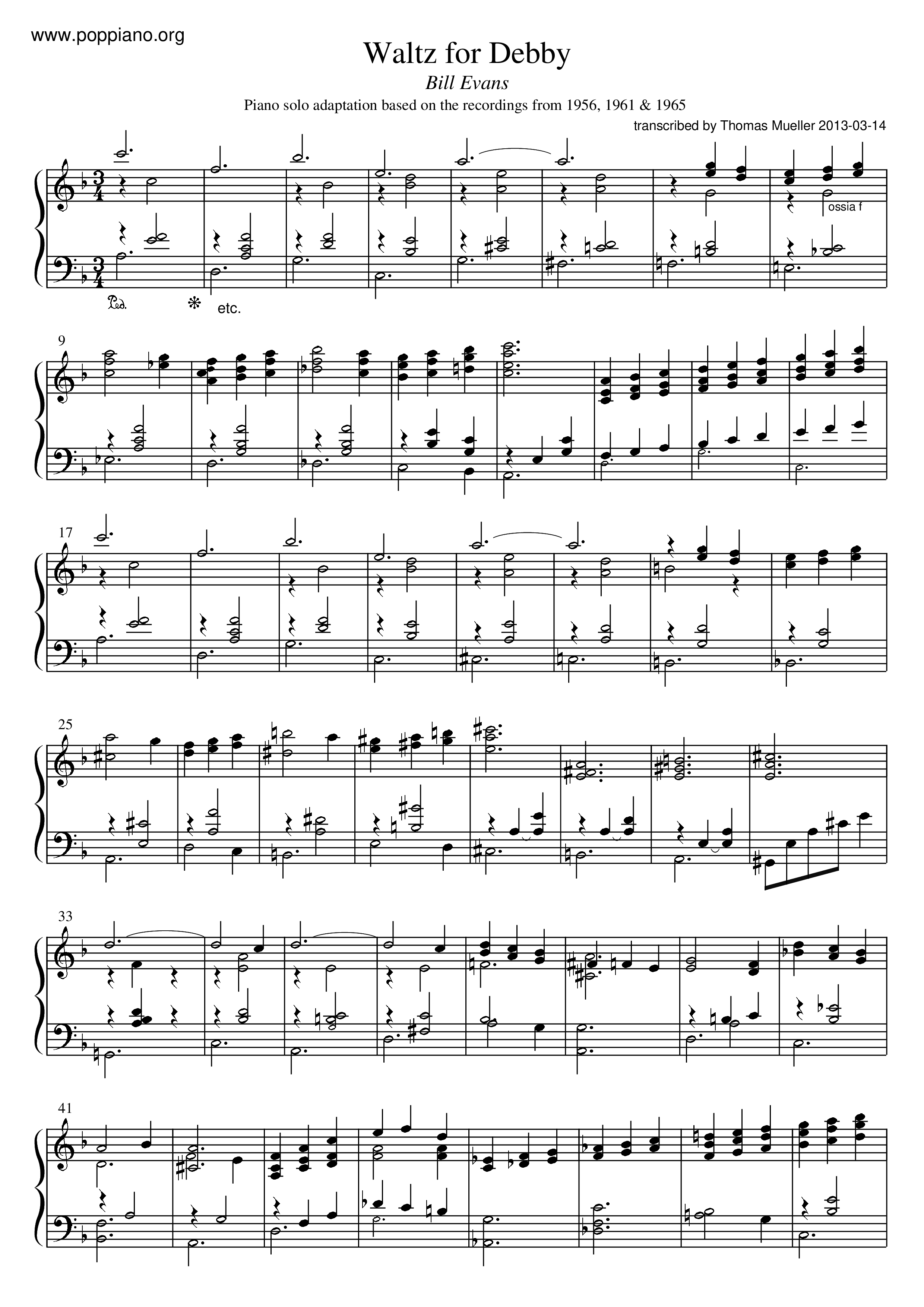 Waltz For Debbyピアノ譜