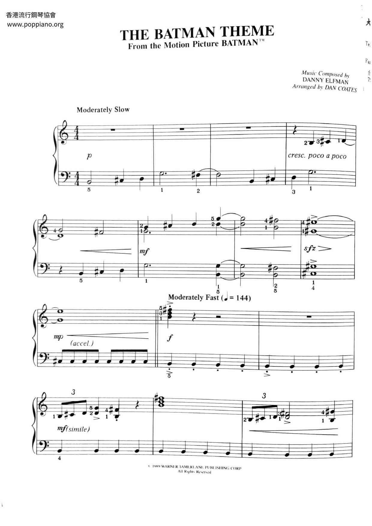 The Batman Themeピアノ譜