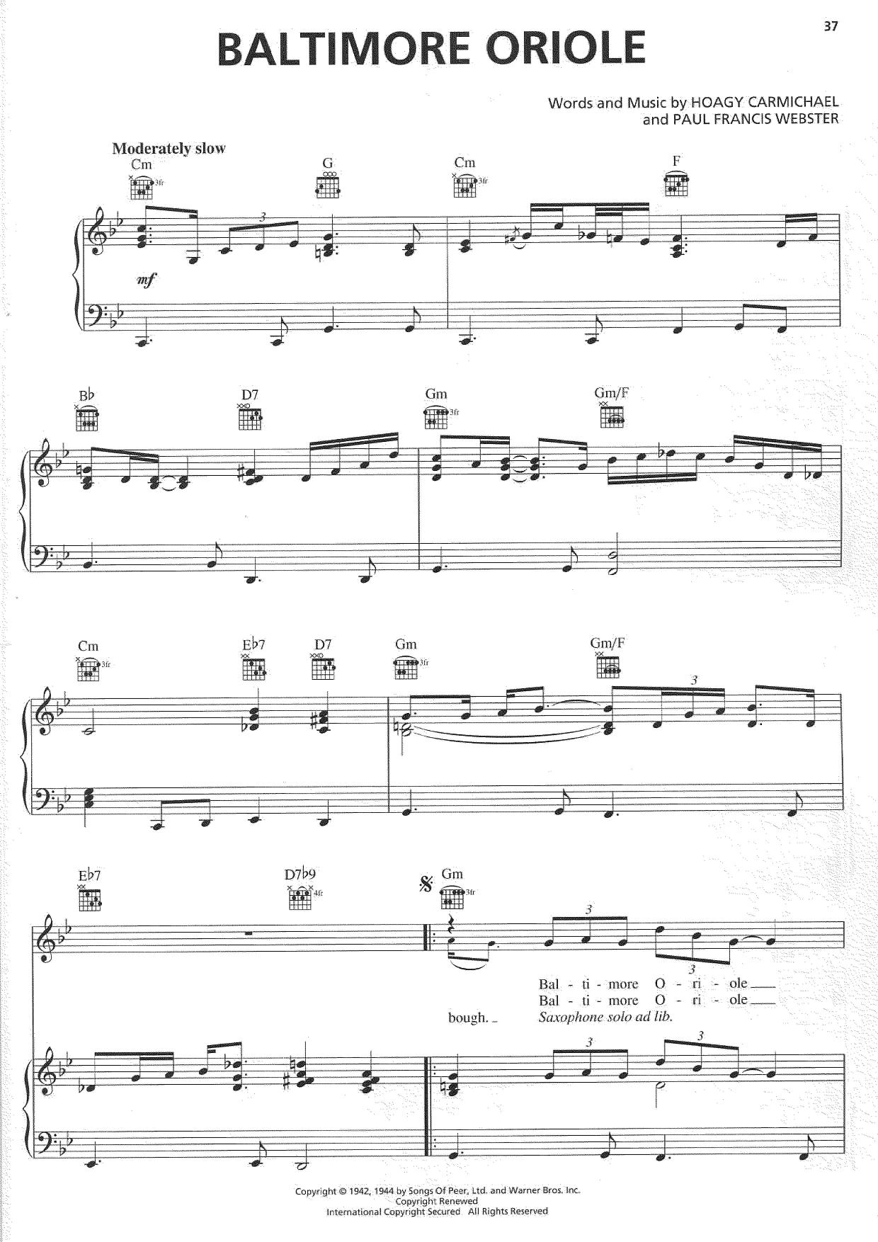 Baltimore Orioleピアノ譜