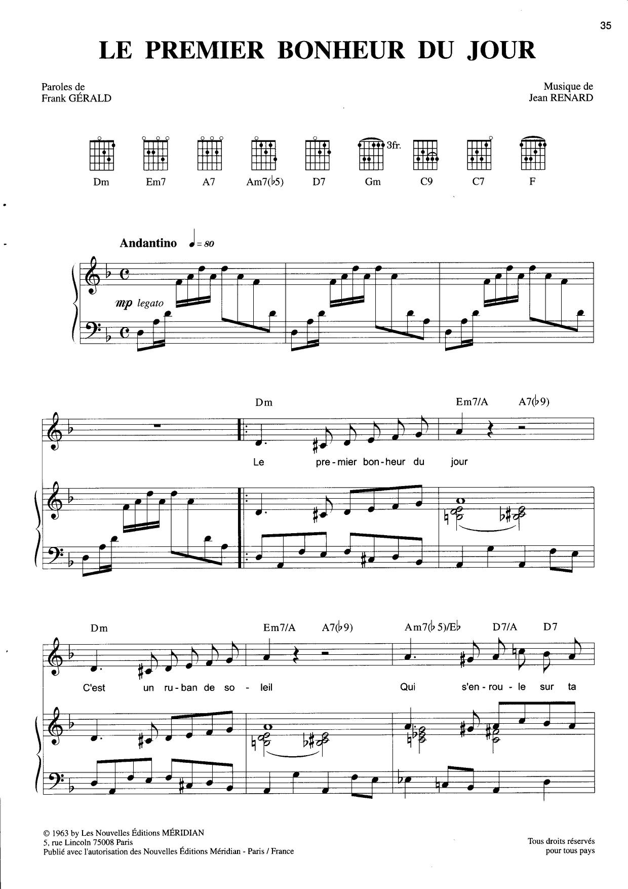 Le Premier Bonheur Du Jourピアノ譜