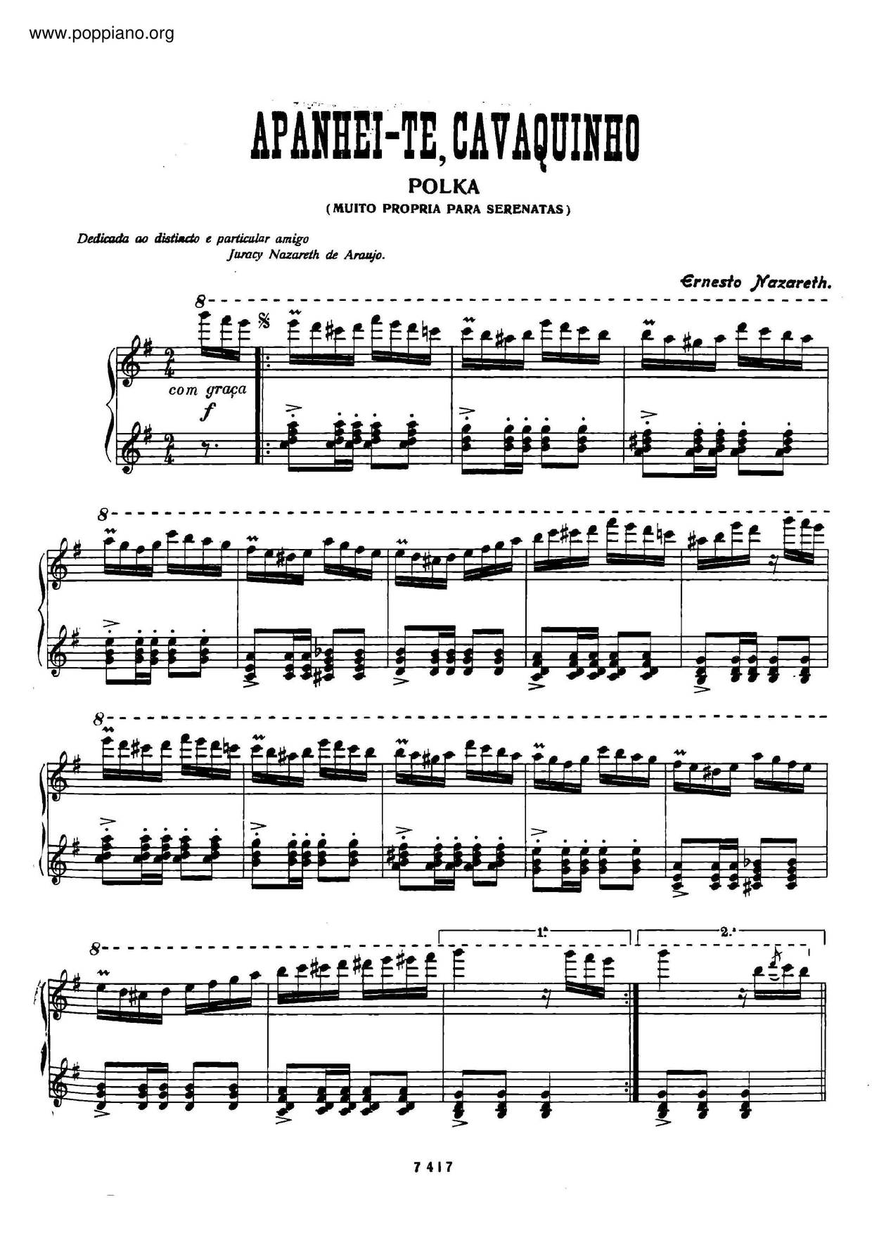 Apanhei-Te, Cavaquinho Score
