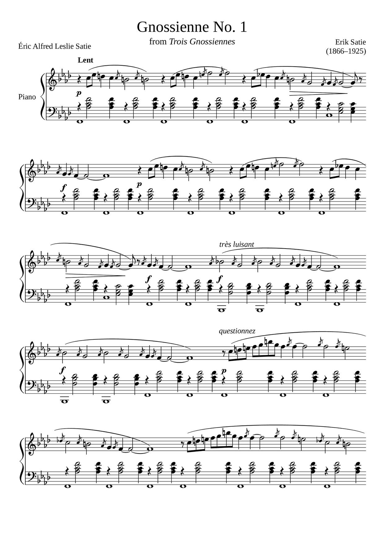 Gnossienne: No.1ピアノ譜
