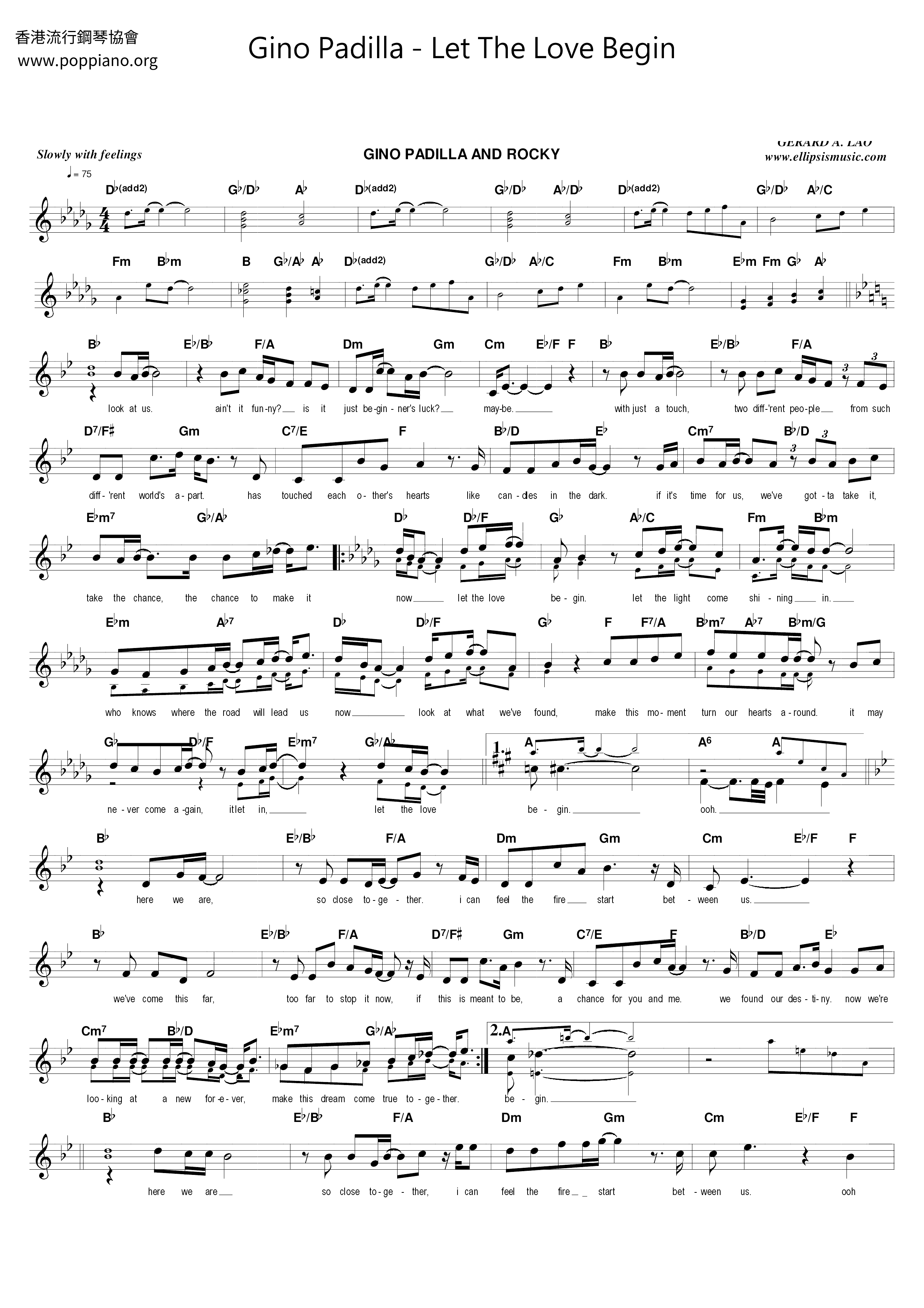 Let The Love Begin Score