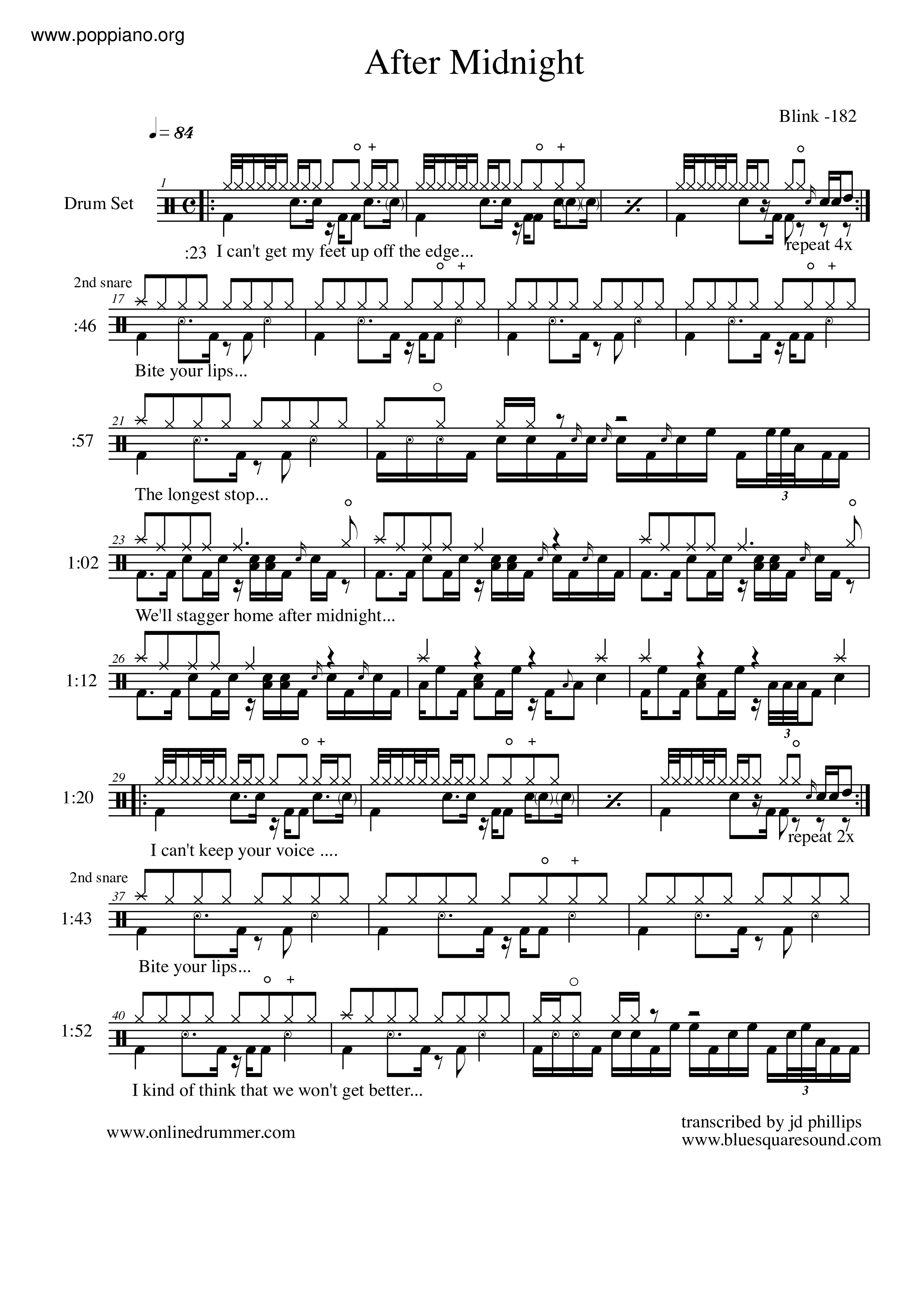 sleepmakeswaves - Midnight Sun (Drum Transcription) Sheet music