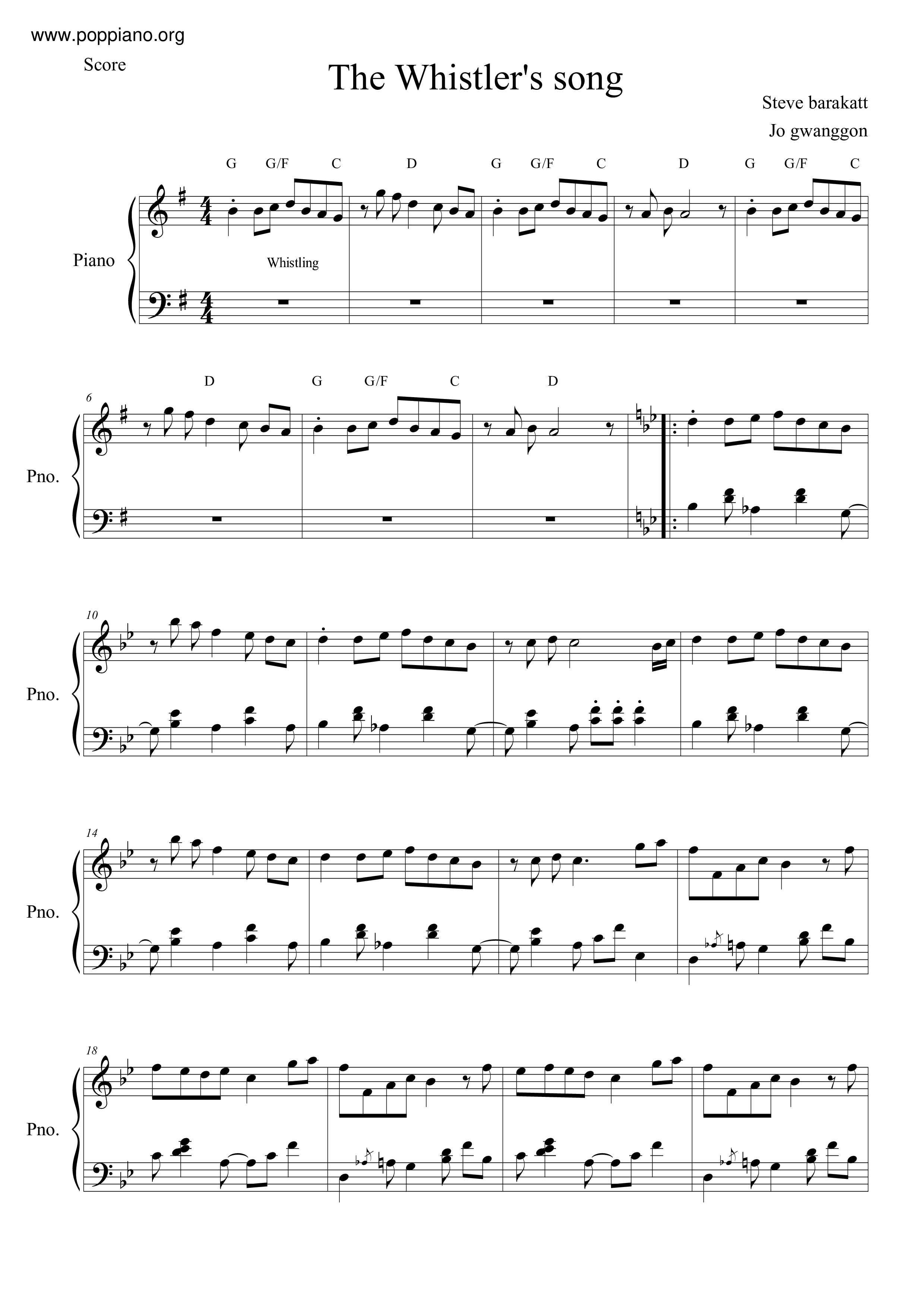 The Whistler's Song琴谱
