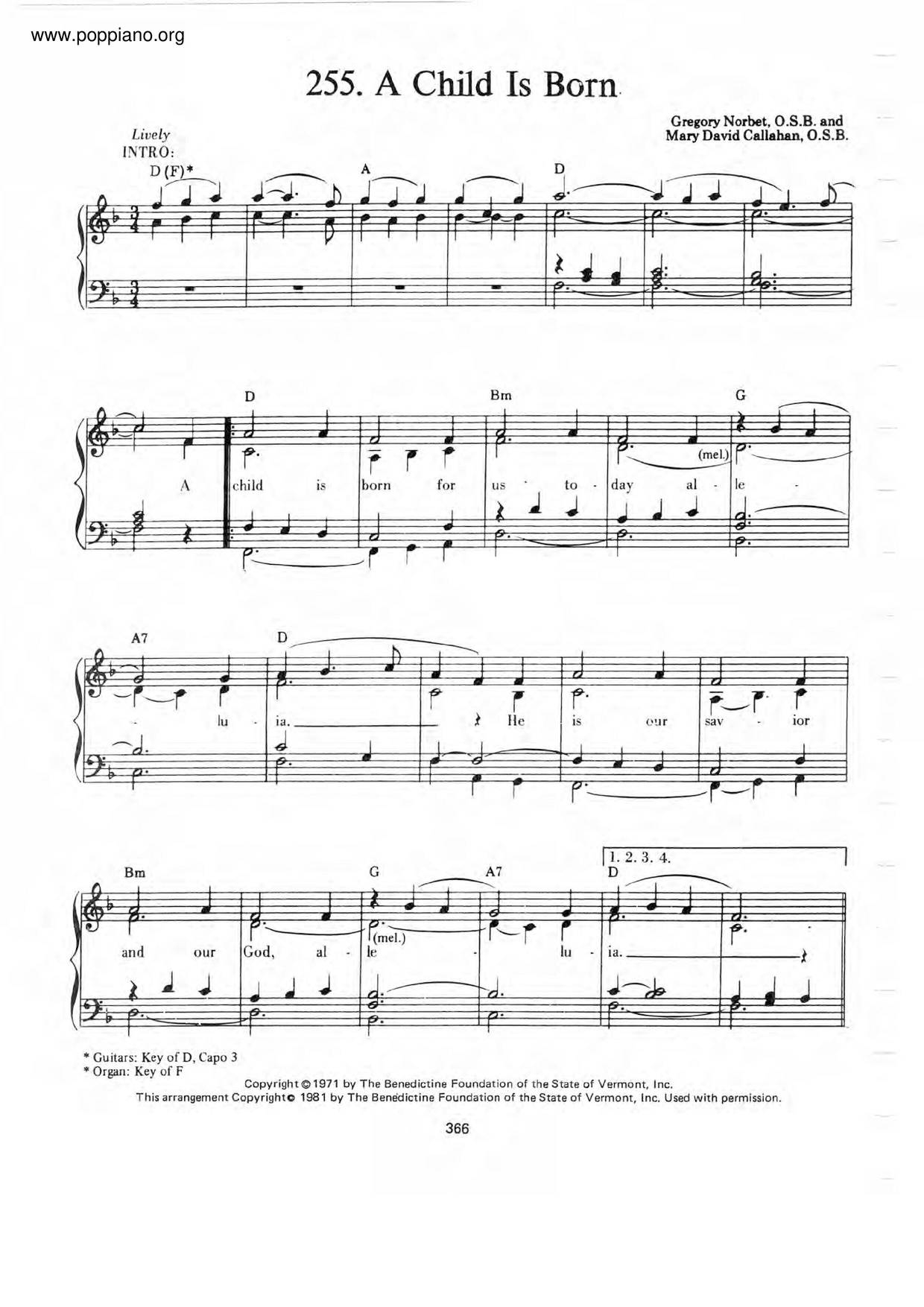 A Child Is Born Score