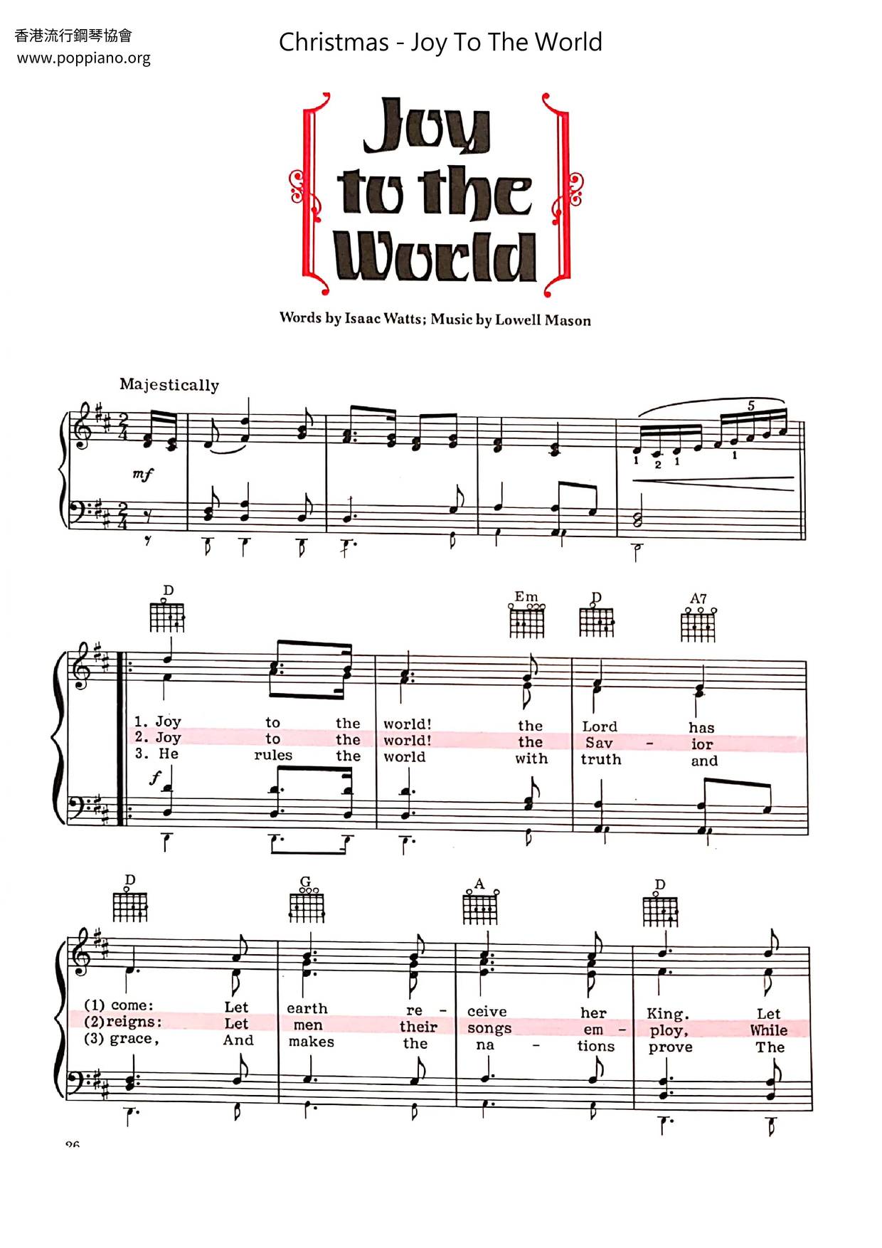 Joy To The World Score