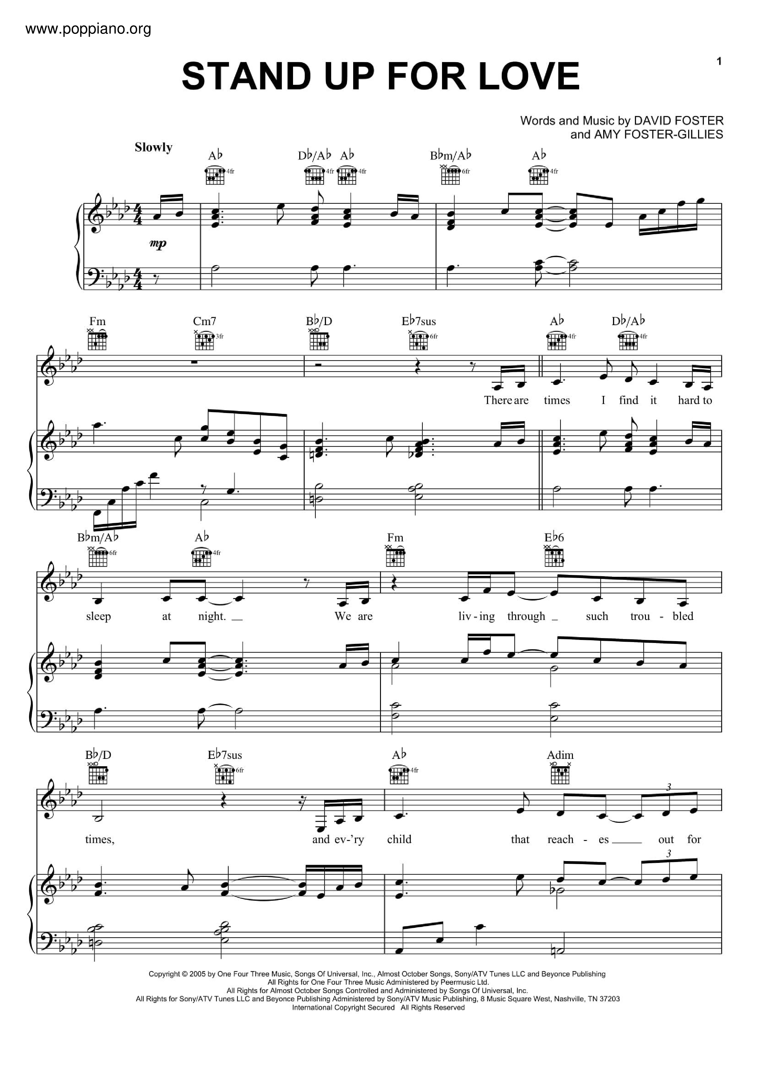 Stand Up For Love Score