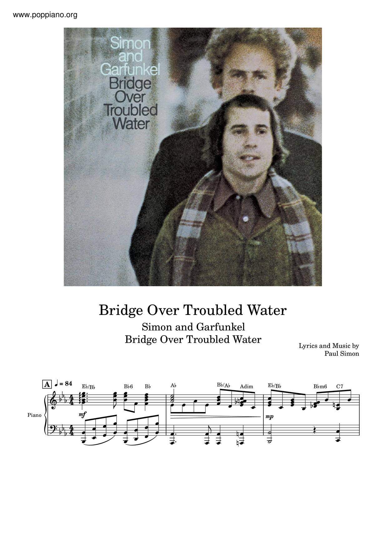 Bridge Over Troubled Waterピアノ譜