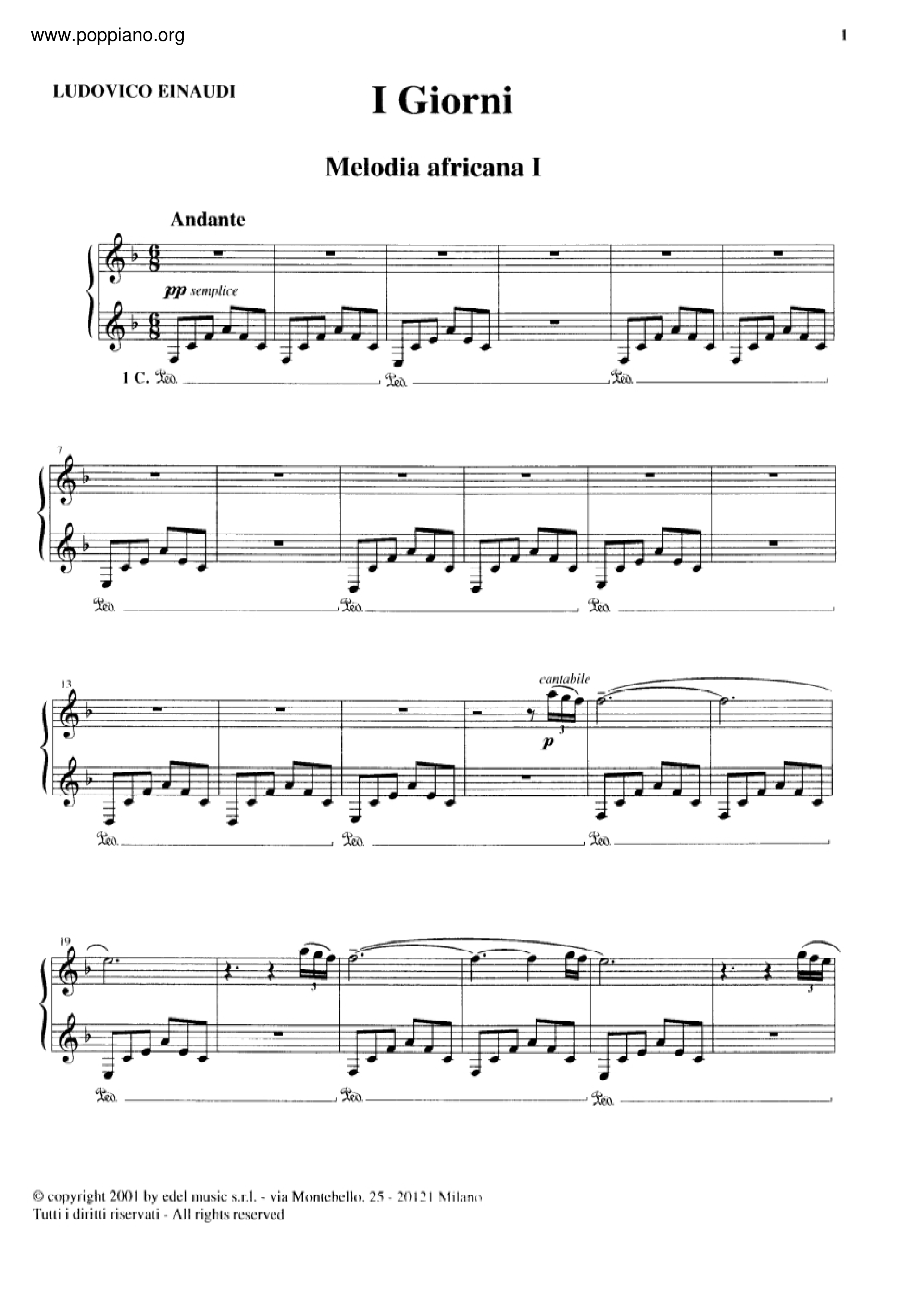 Melodia Africana I琴譜