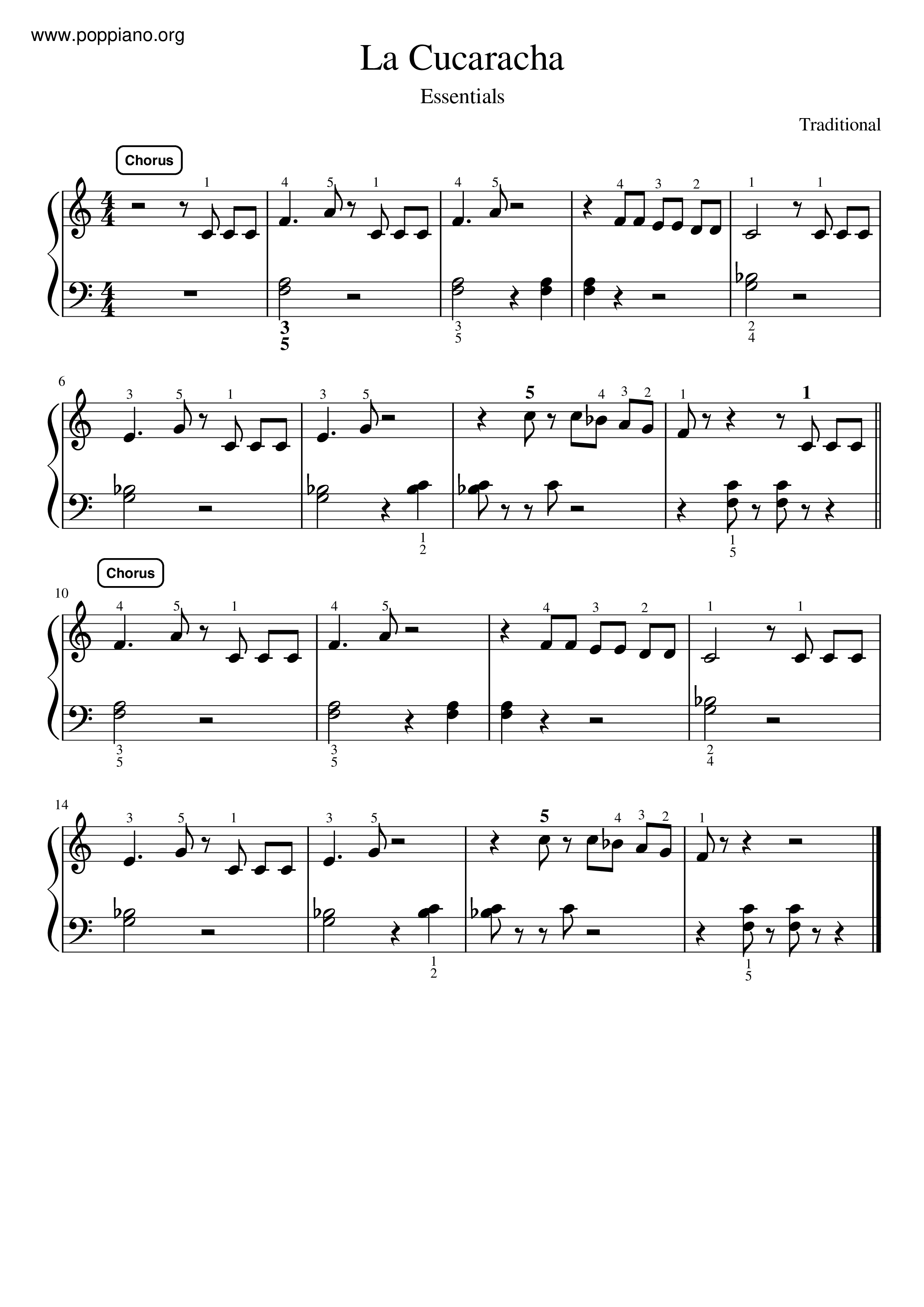 La Cucaracha Score