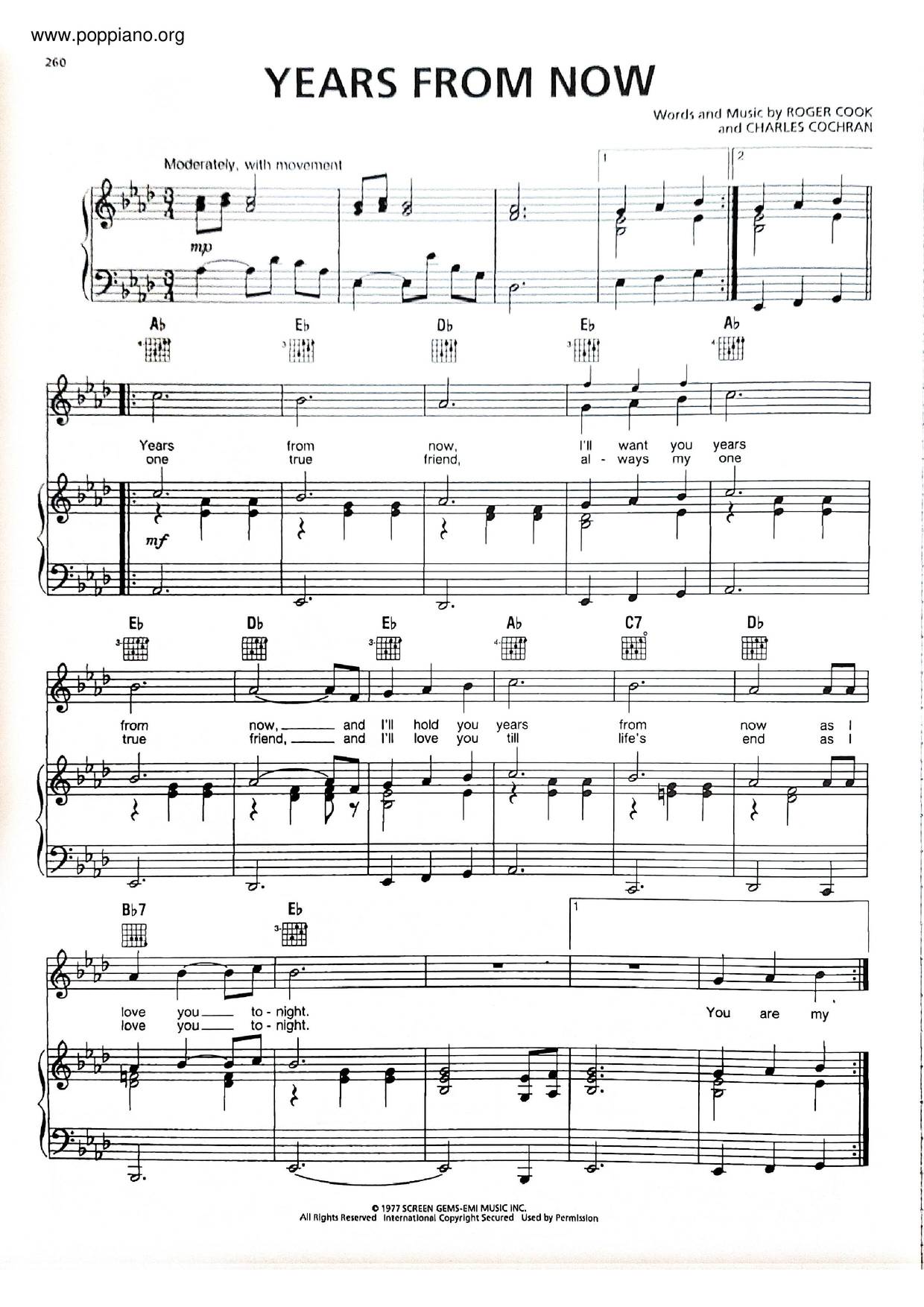 Years From Now Score