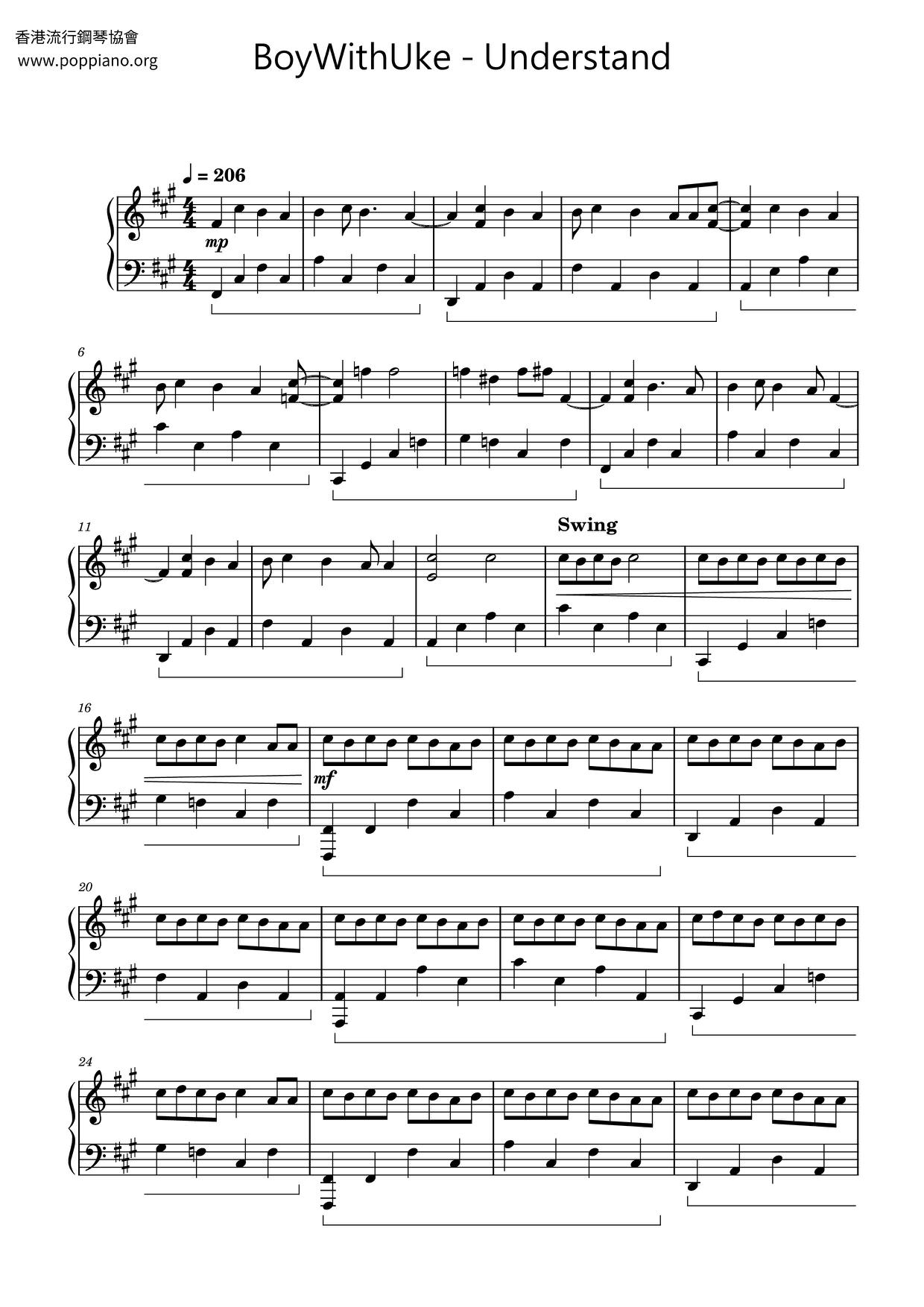 ☆ BoyWithUke-Understand Sheet Music pdf, - Free Score Download ☆