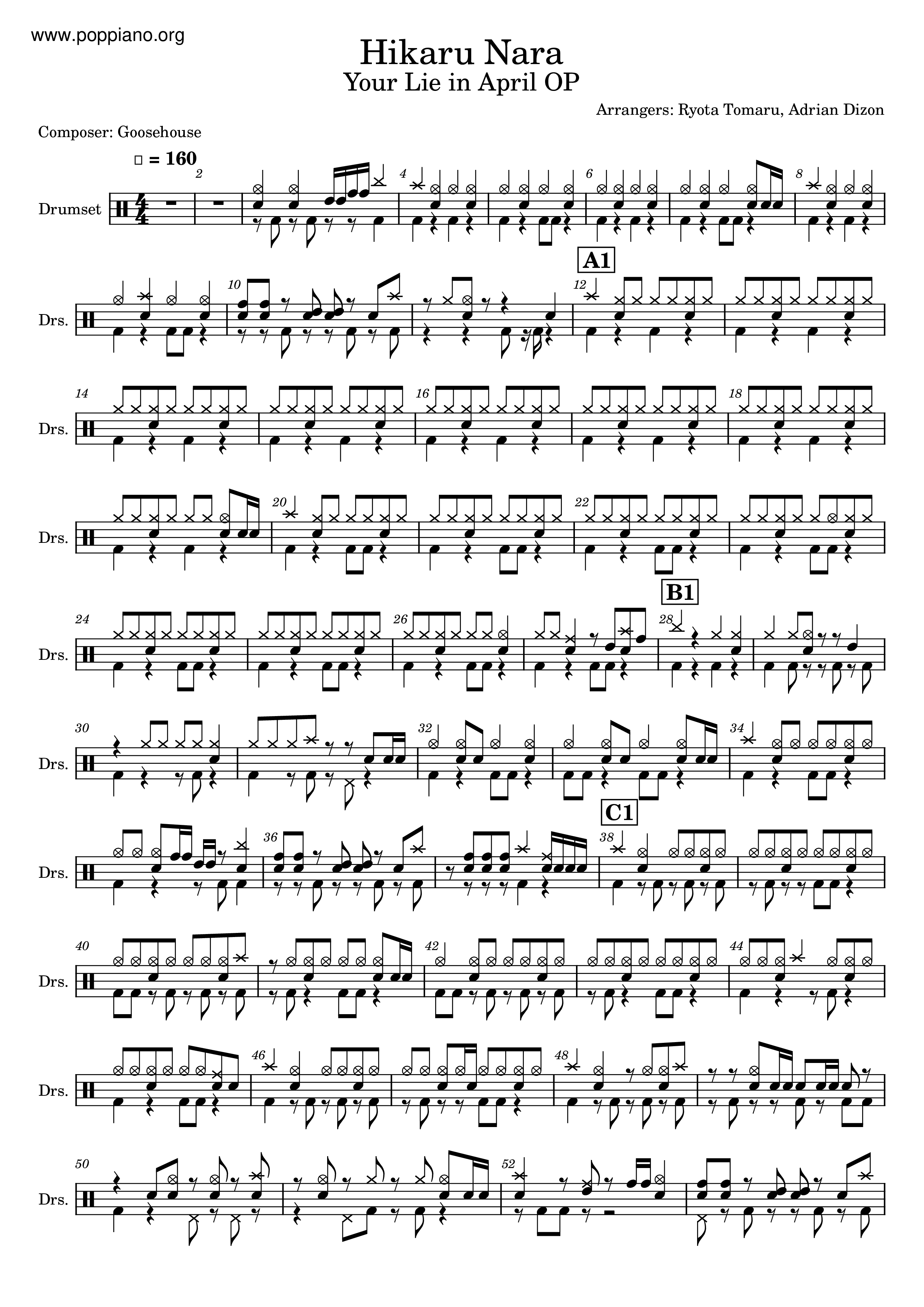 Hikaru Nara Free Music Sheet 