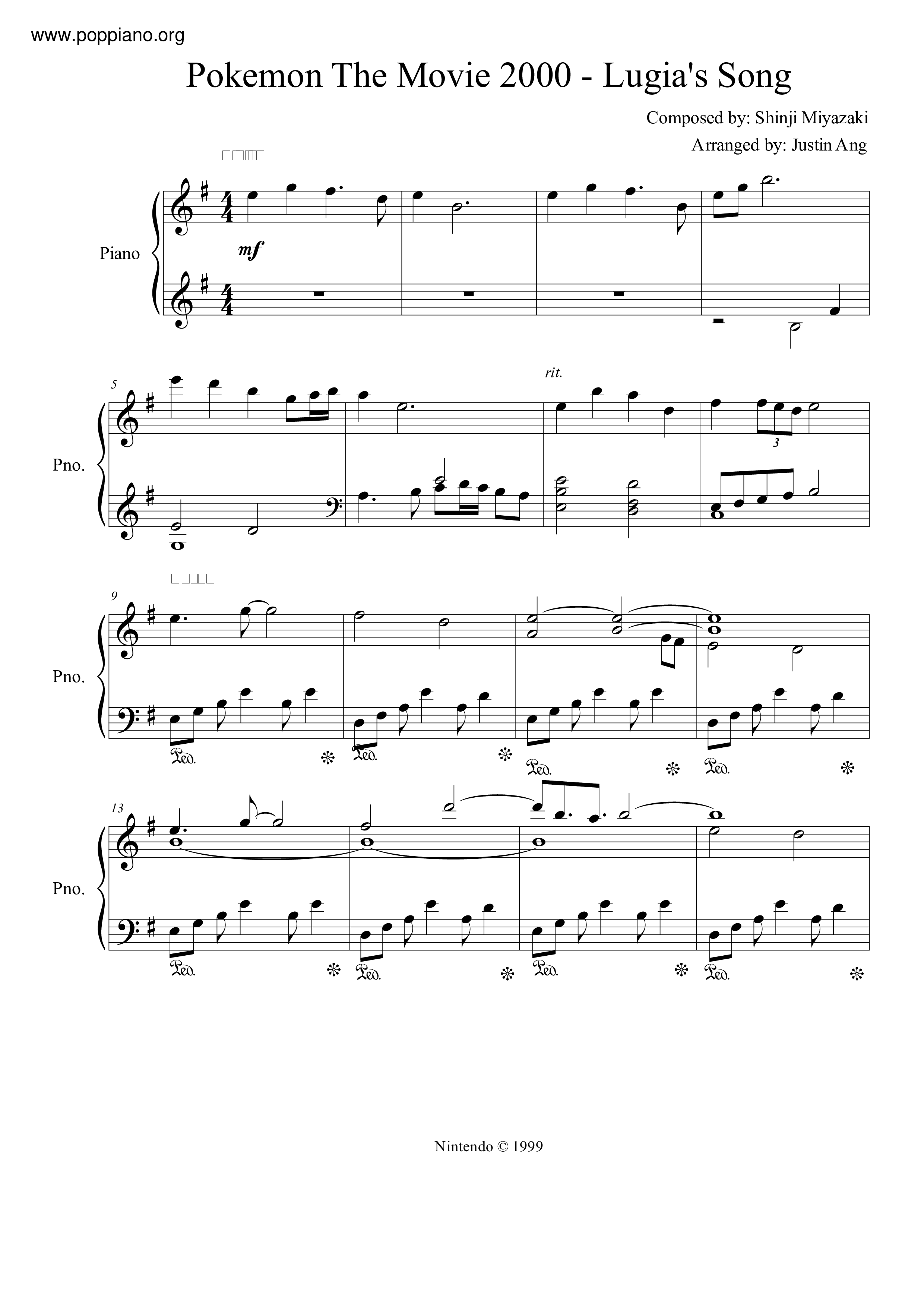 Lugias Song Score