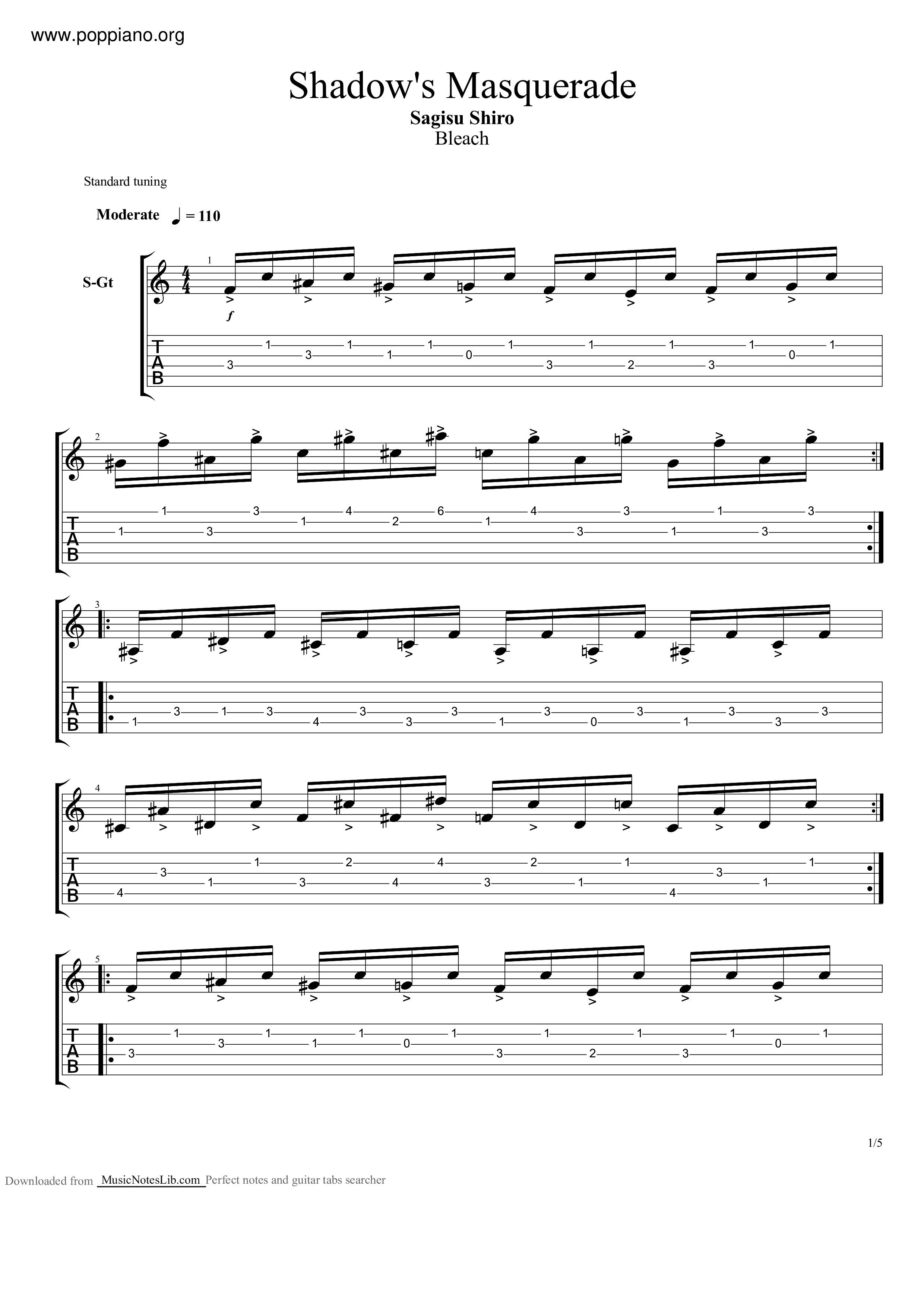 Shadow's Masquerade Score