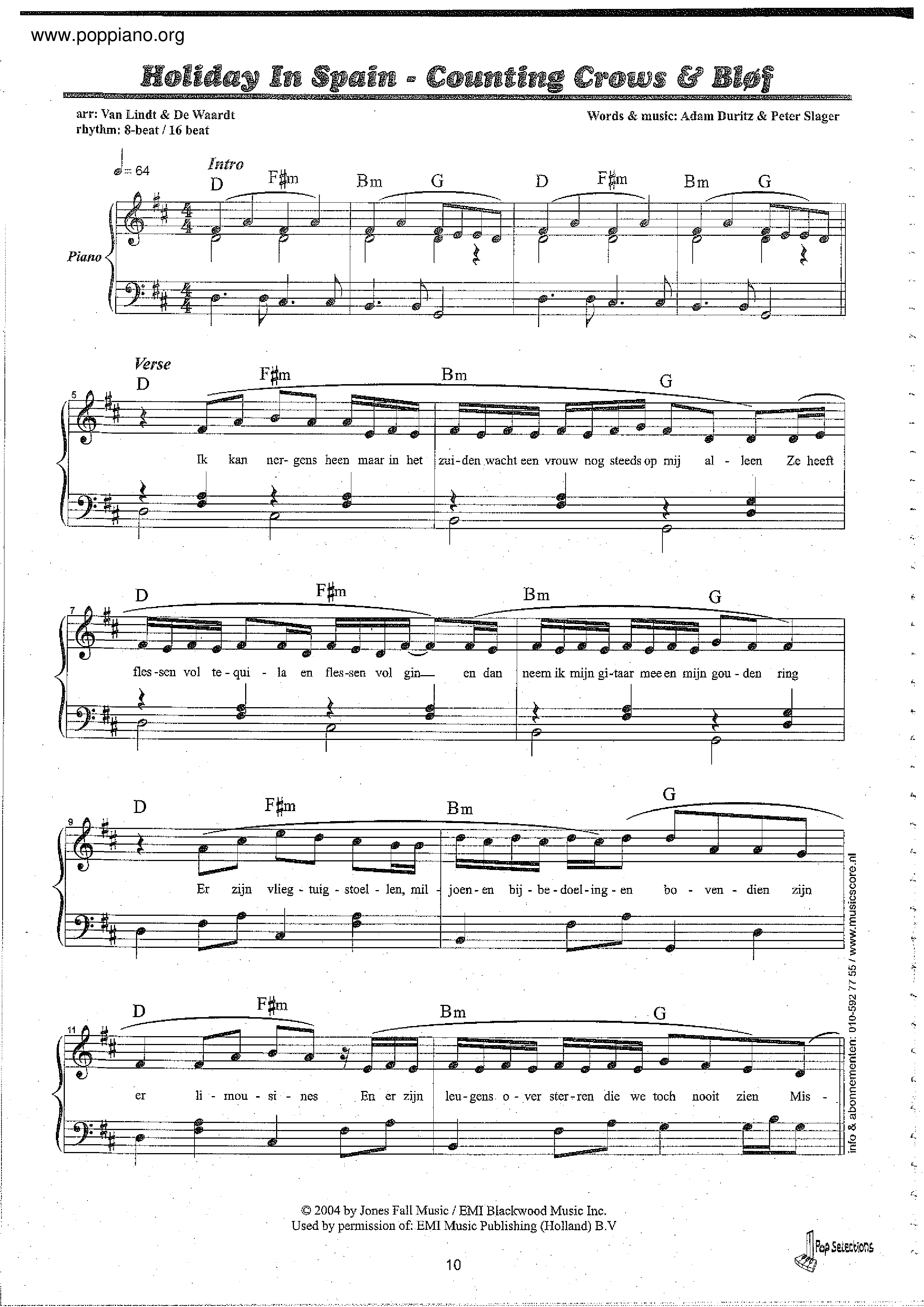 Holiday In Spain Score