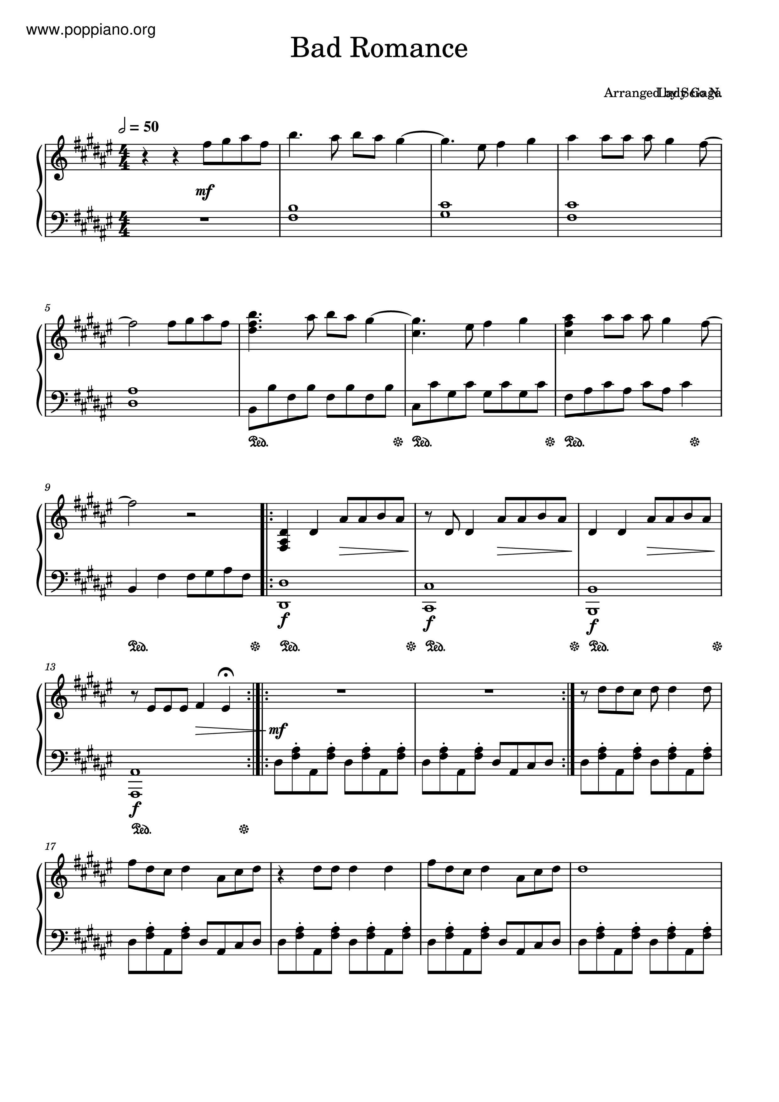 Bad Romance Score