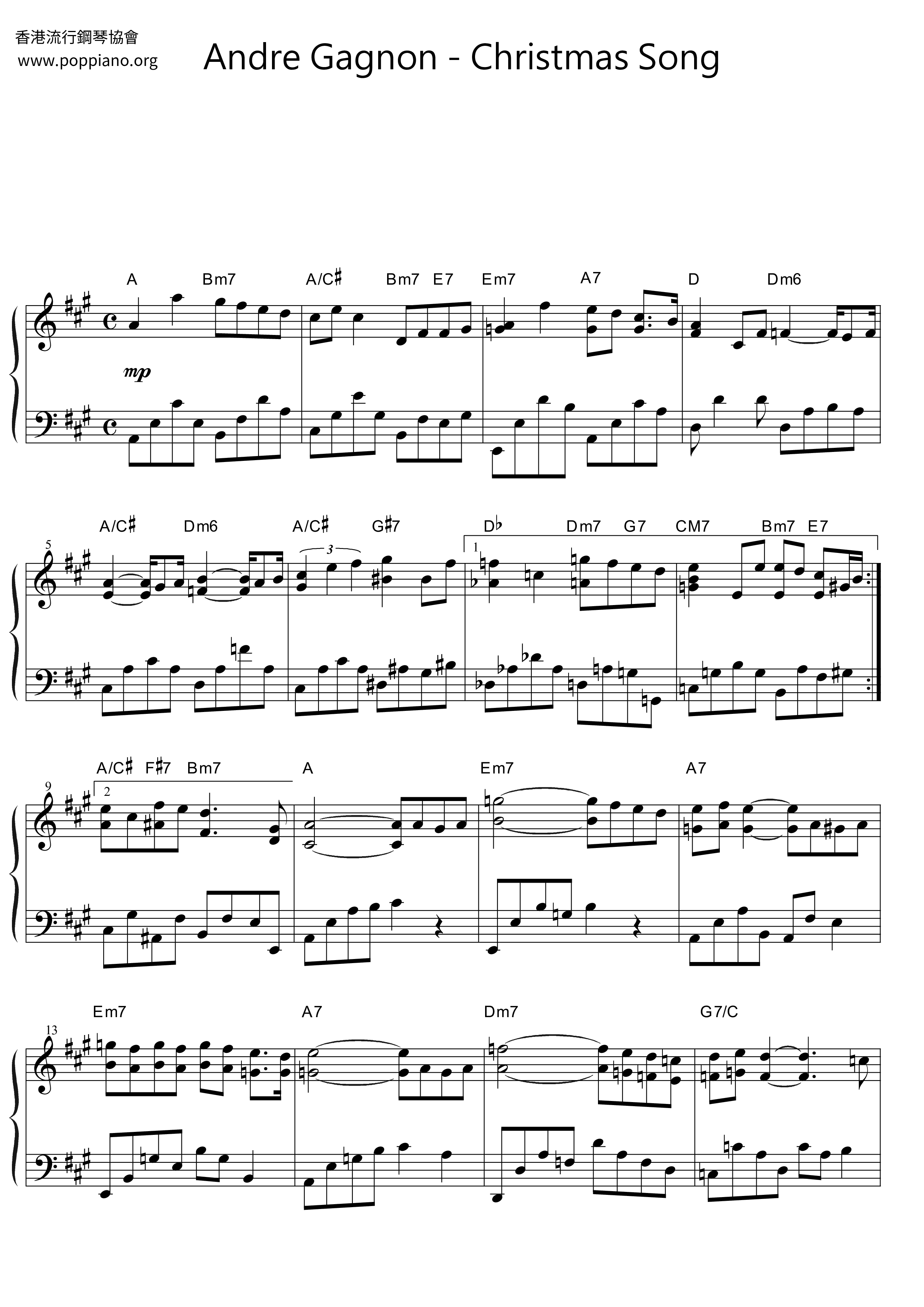 Christmas Song Score