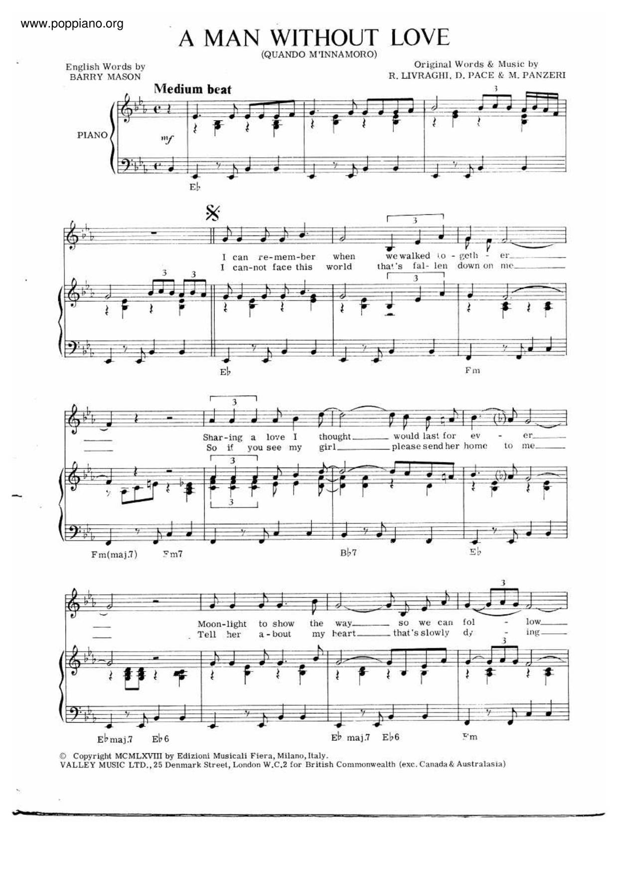 A Man Without Love Score